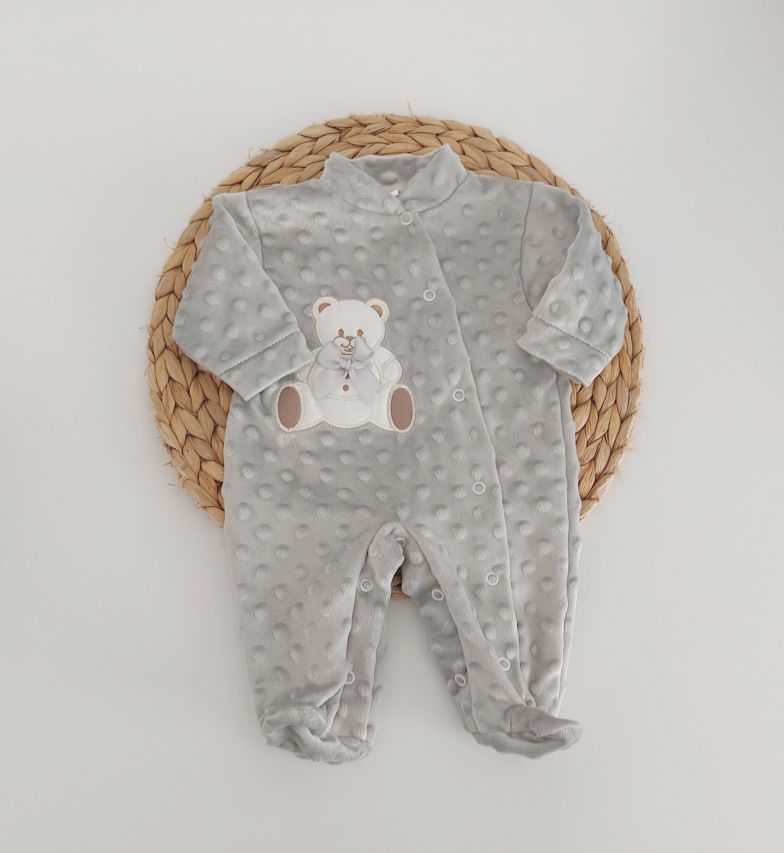 Babygrow Niples Urso Laço Cinza