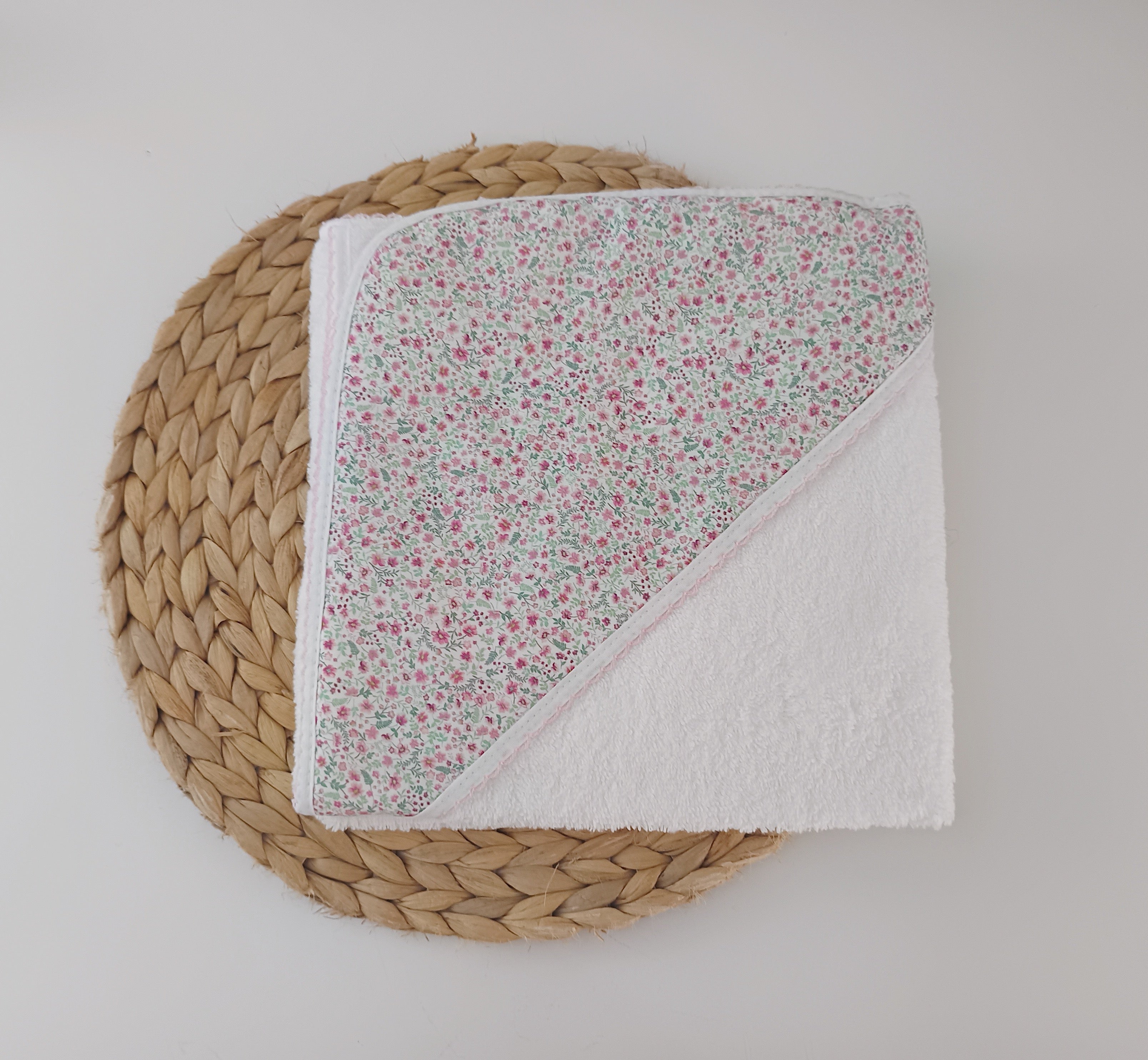 Toalha de banho Bebé Flores Rosa