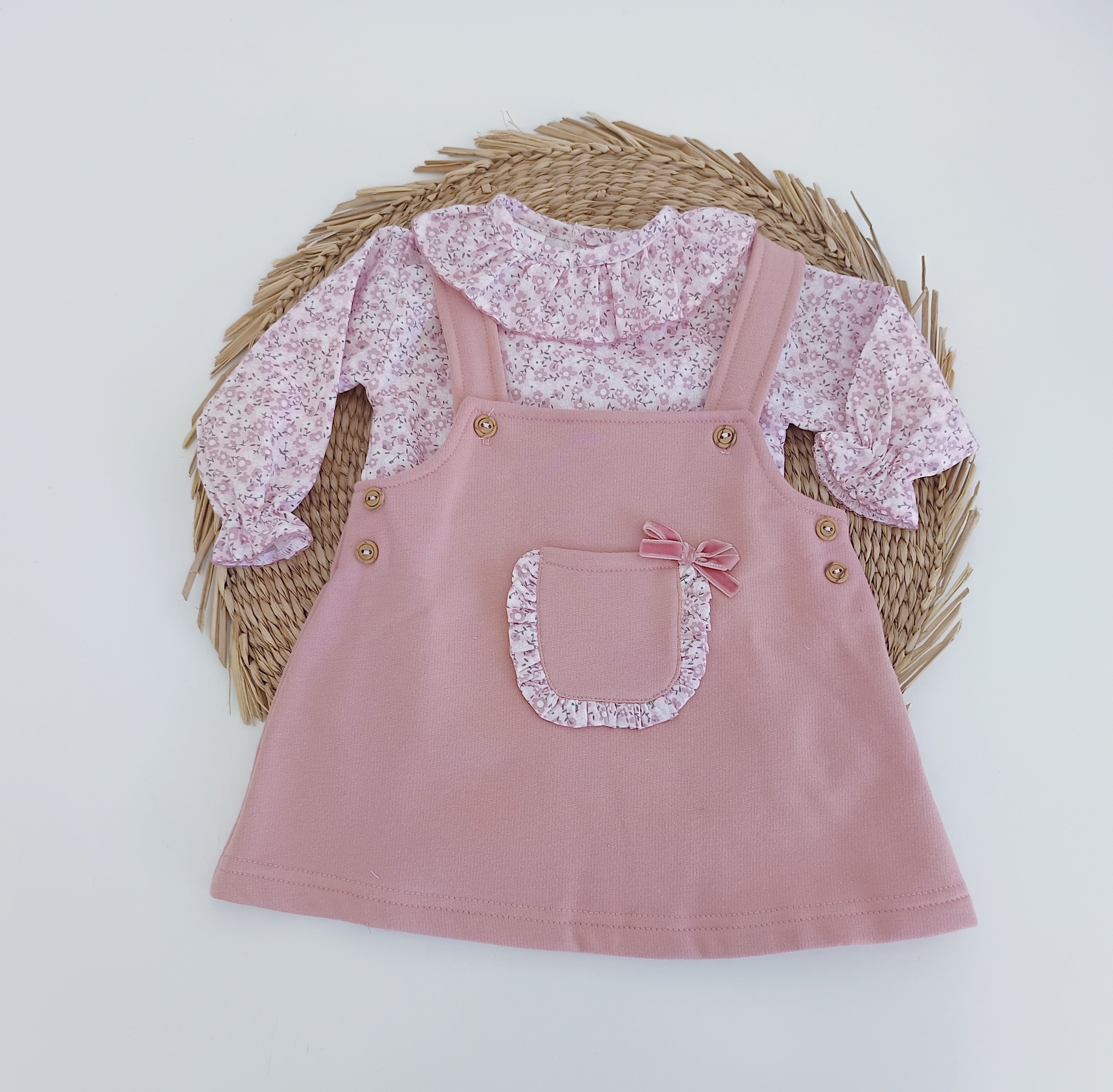 Vestido com Blusa Flores Rosa Velho