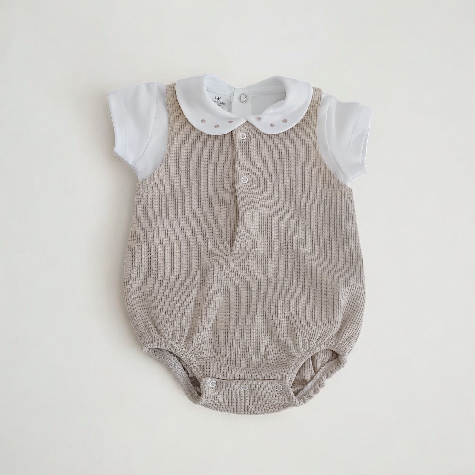 Fofo de Algodão com Camisola de Manga Curta Areia