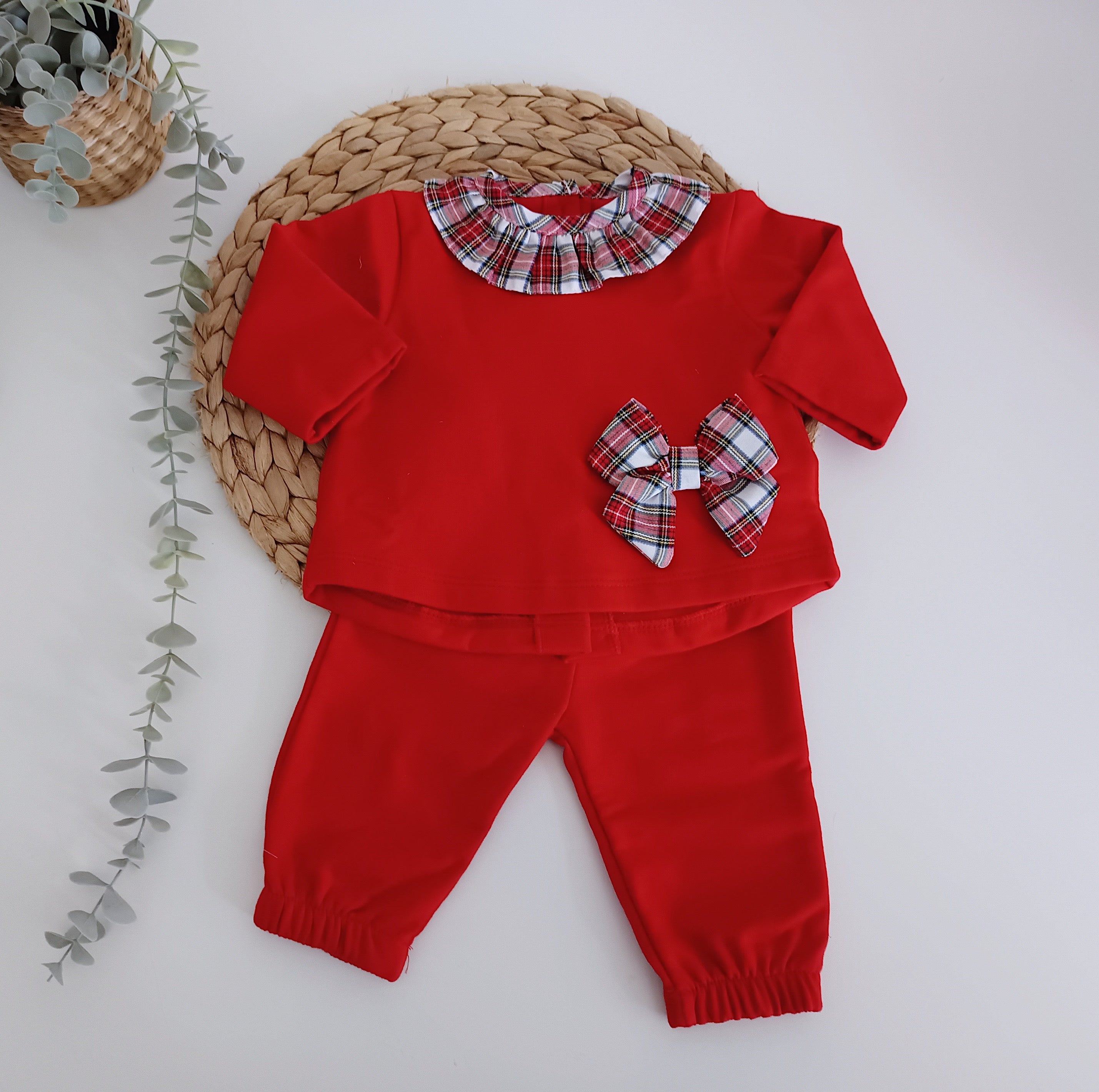 Conjunto Laçarote em baixo Xadrez Vermelho