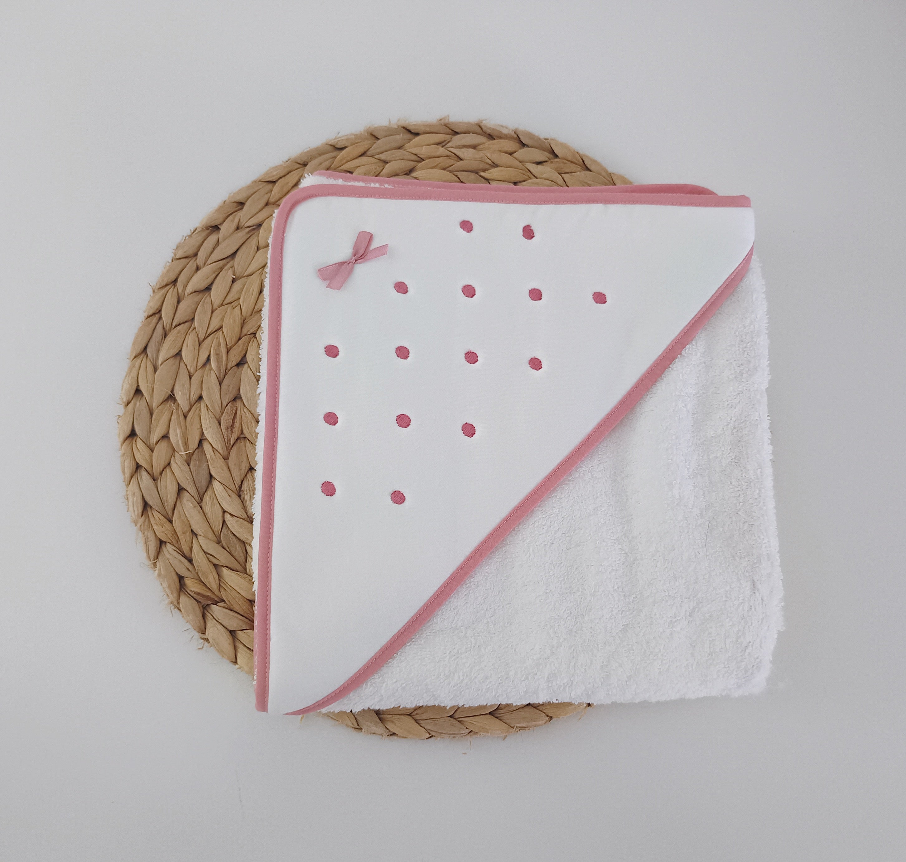 Toalha de banho Bebé Pintas Rosa Velho