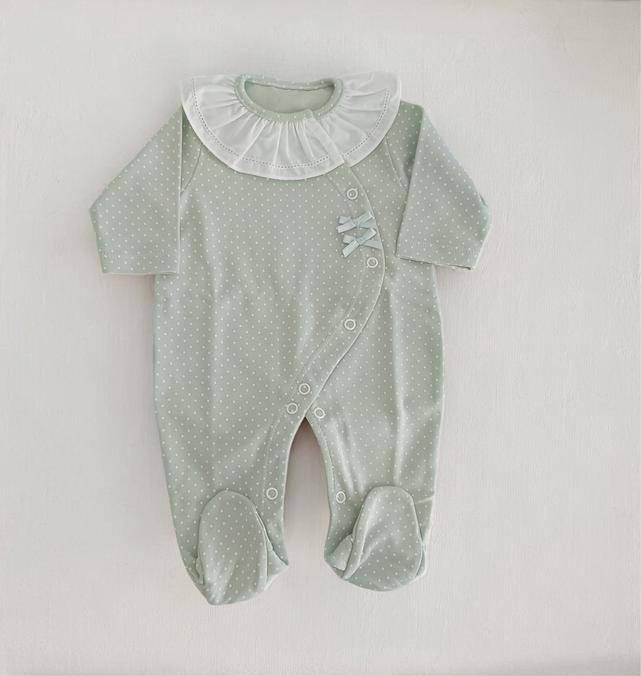 Babygrow Algodão Gola Pintinhas Verde
