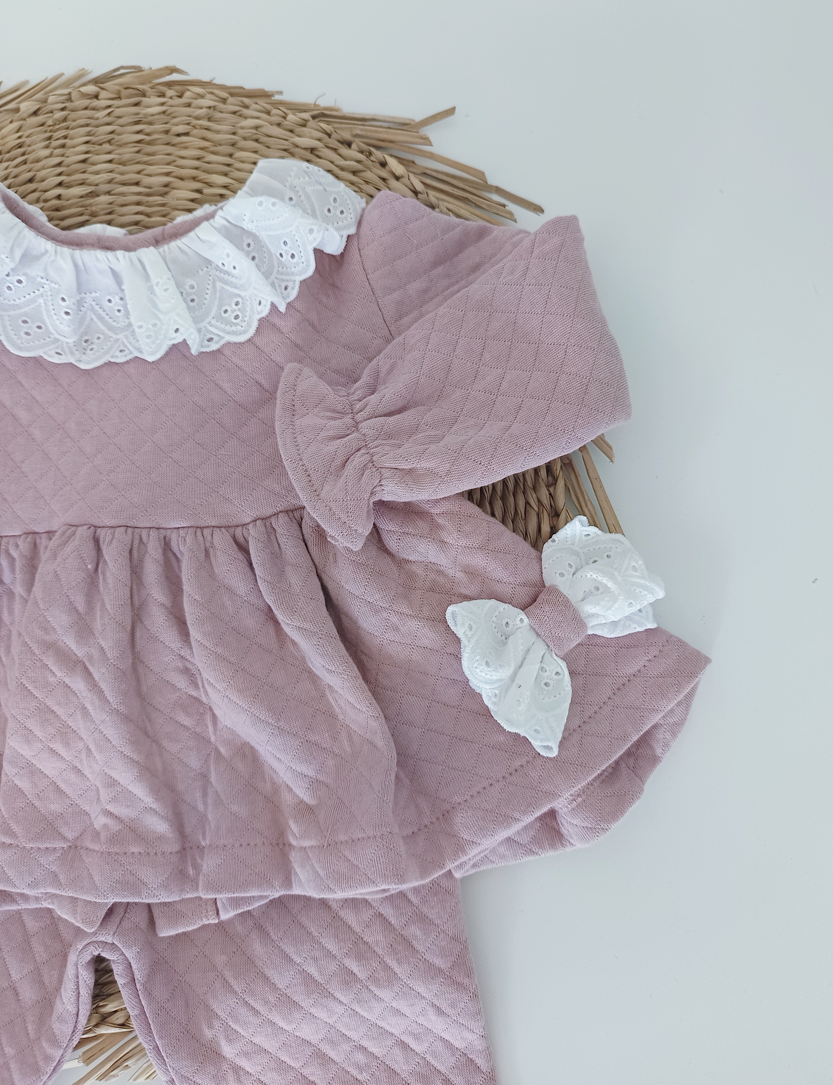 Conjunto Duas Peças Losangos com Laço Rosa Velho