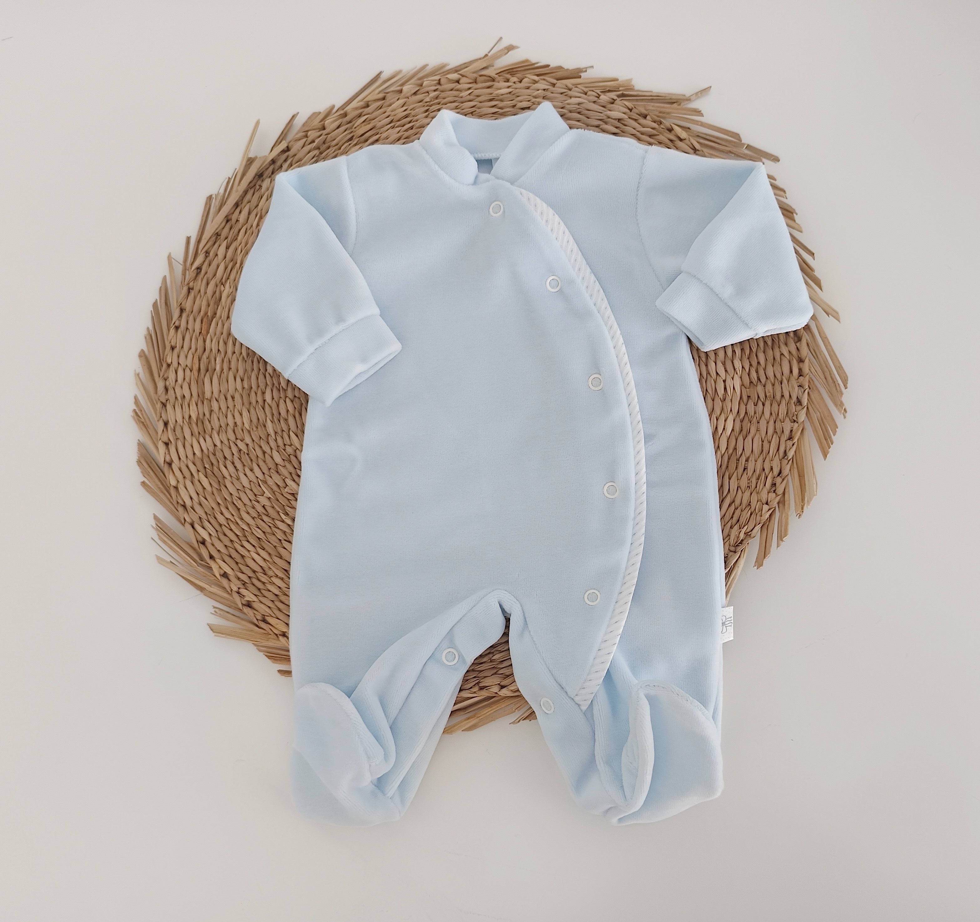 Babygrow Veludo Riscas Azul