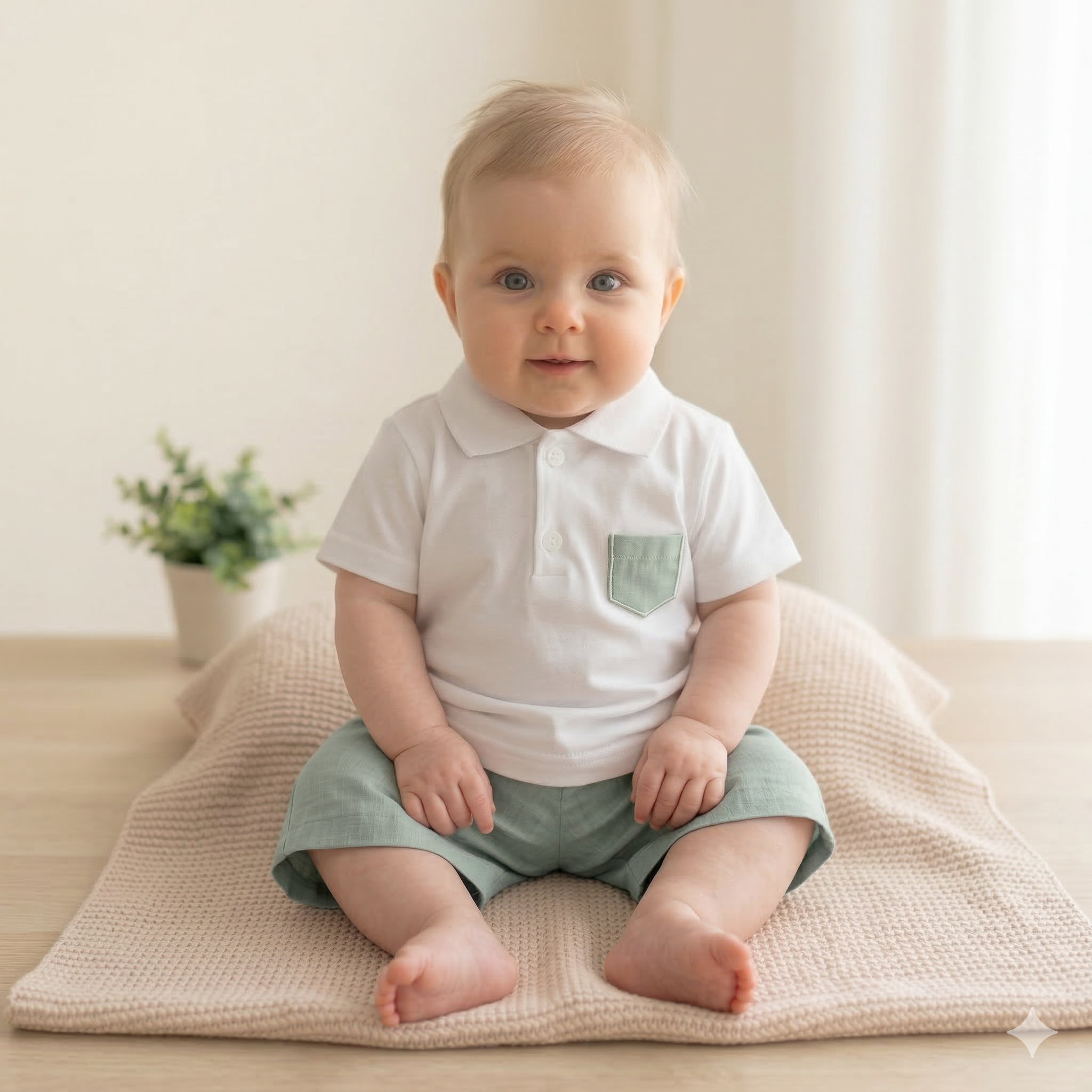 Calções com t-shirt Bolso Verde