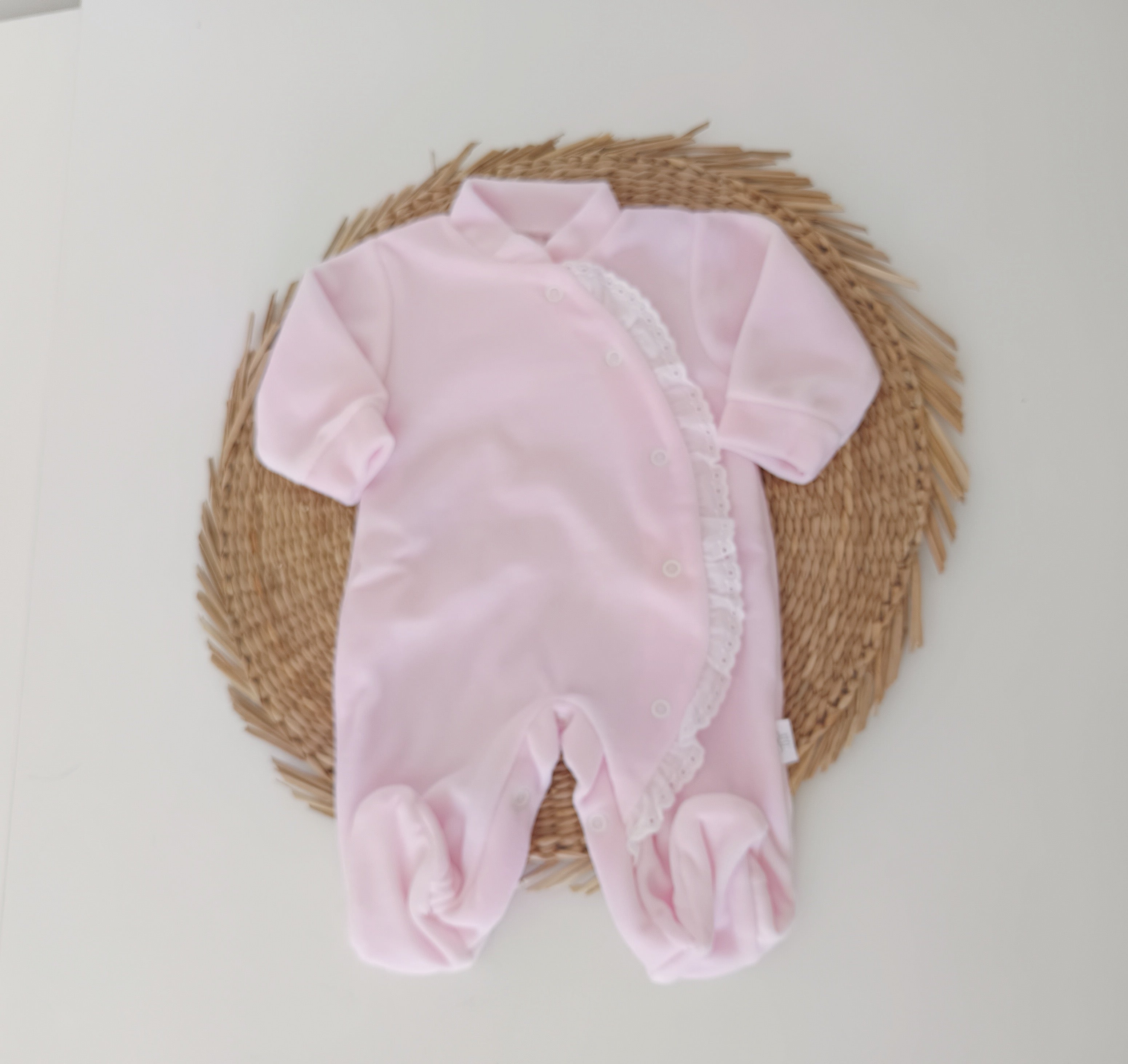 Babygrow Algodão Folho Lateral Rosa