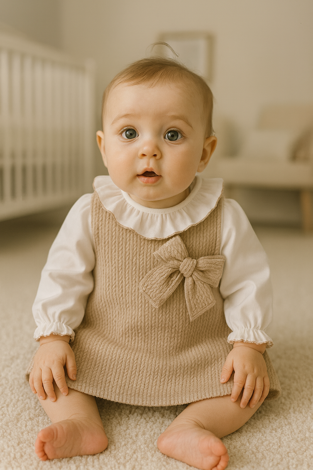 Vestido Laçarote com Blusa de Gola Areia