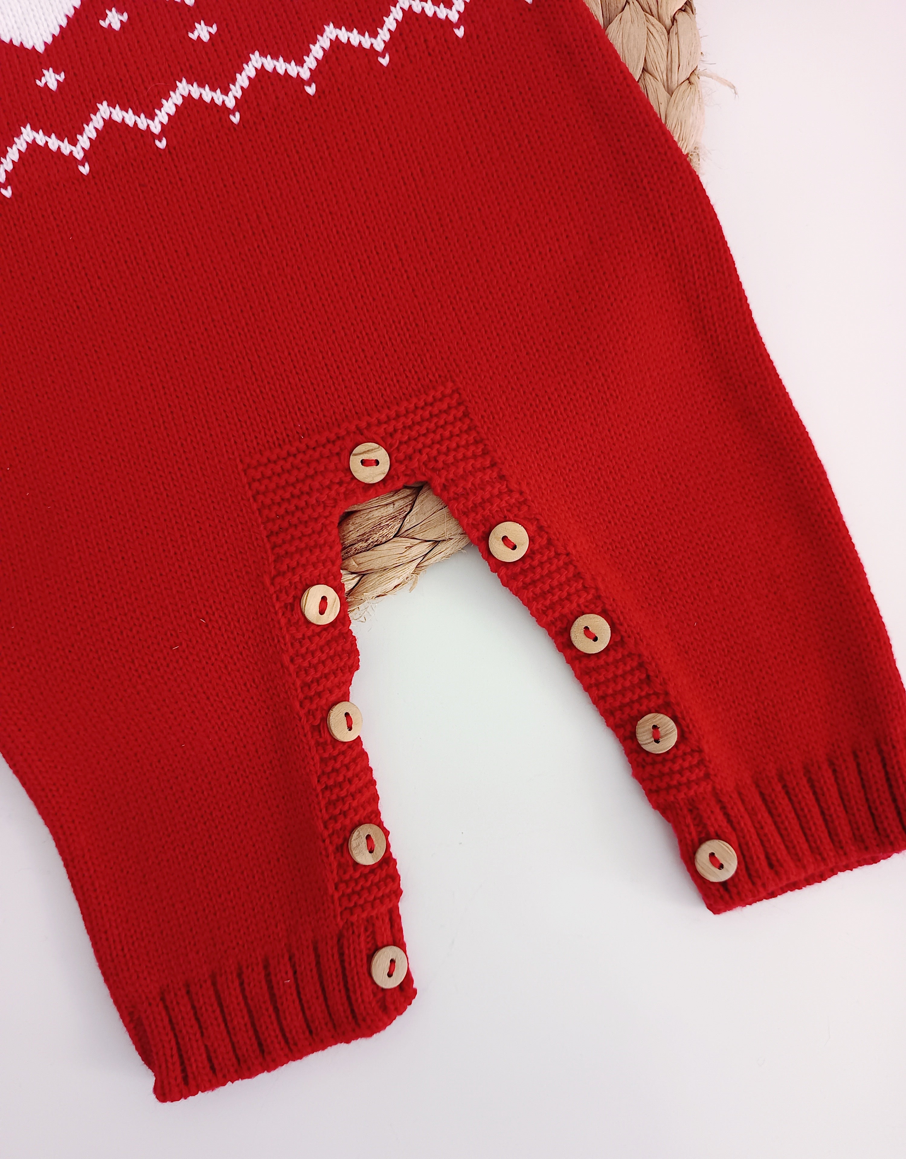 Babygrow de Malha com Gorro e Carapins Rena Vermelho
