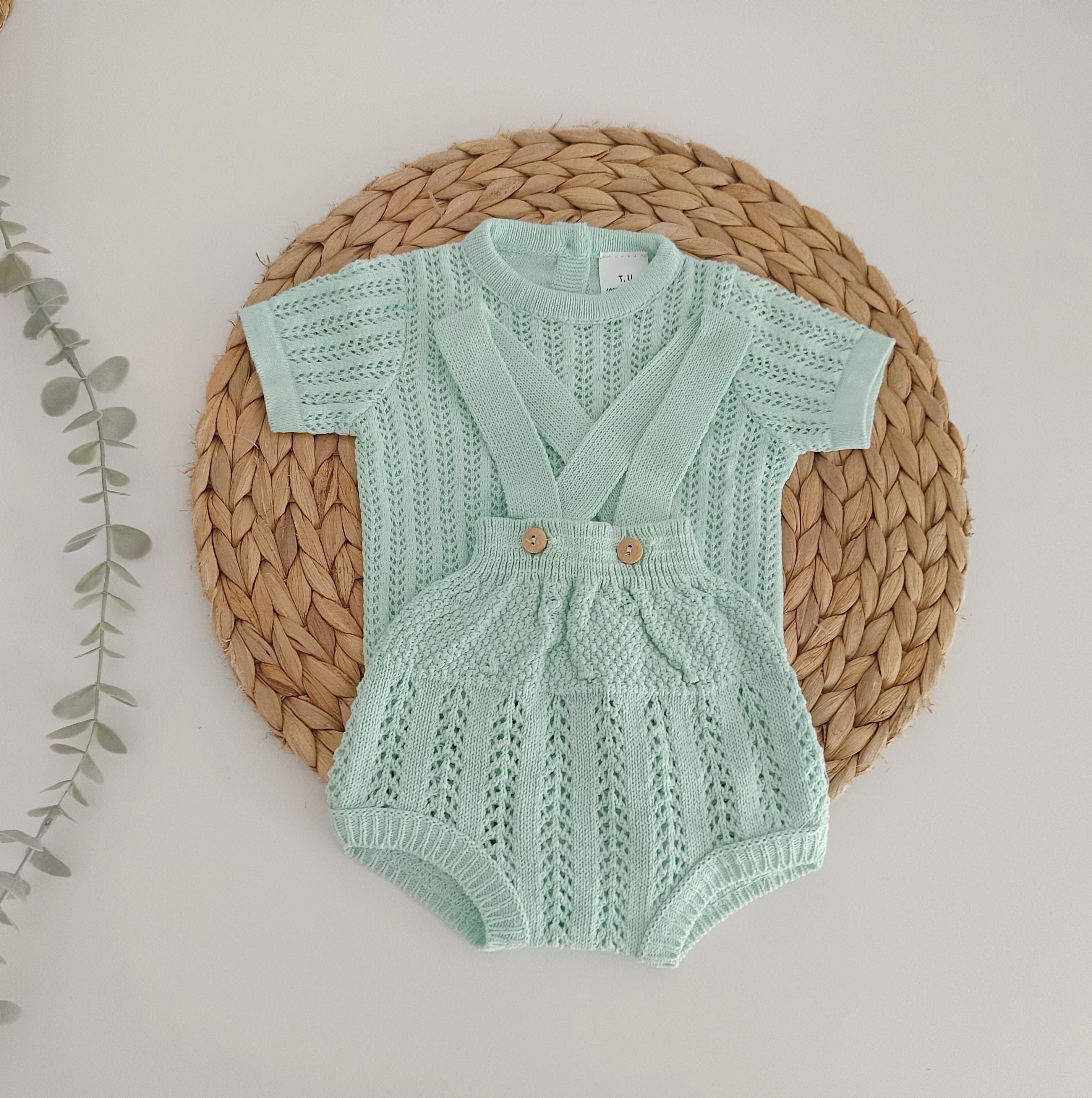 Fofo de Malha com Camisola Verde Água
