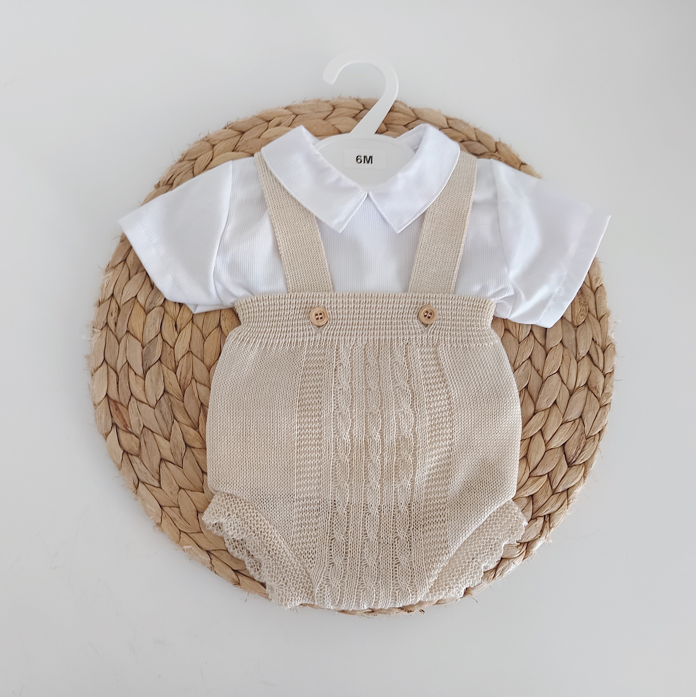Fofo de Malha com Camisa Manga Curta Areia