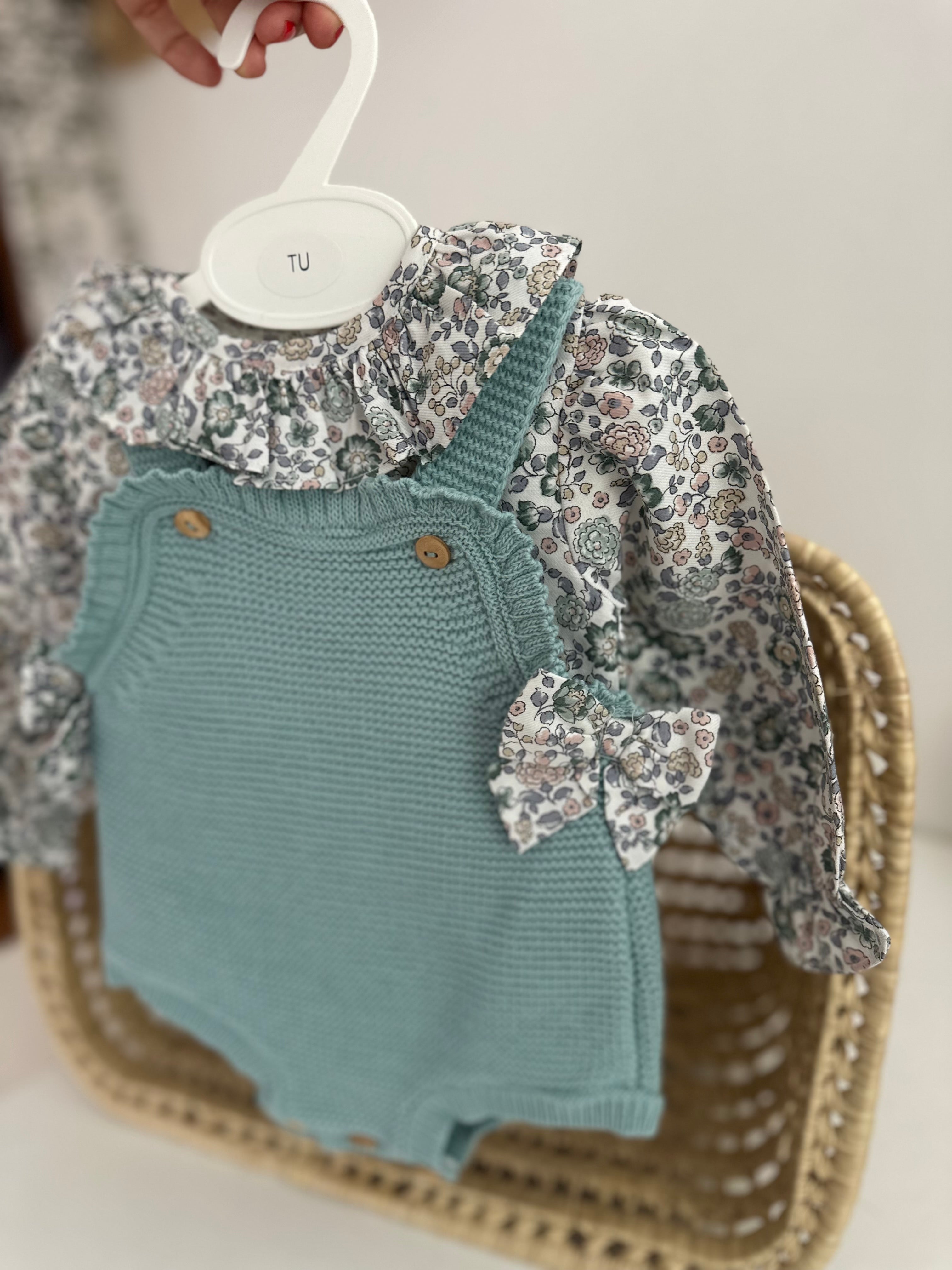 Fofo de Malha com Blusa Flores Verde