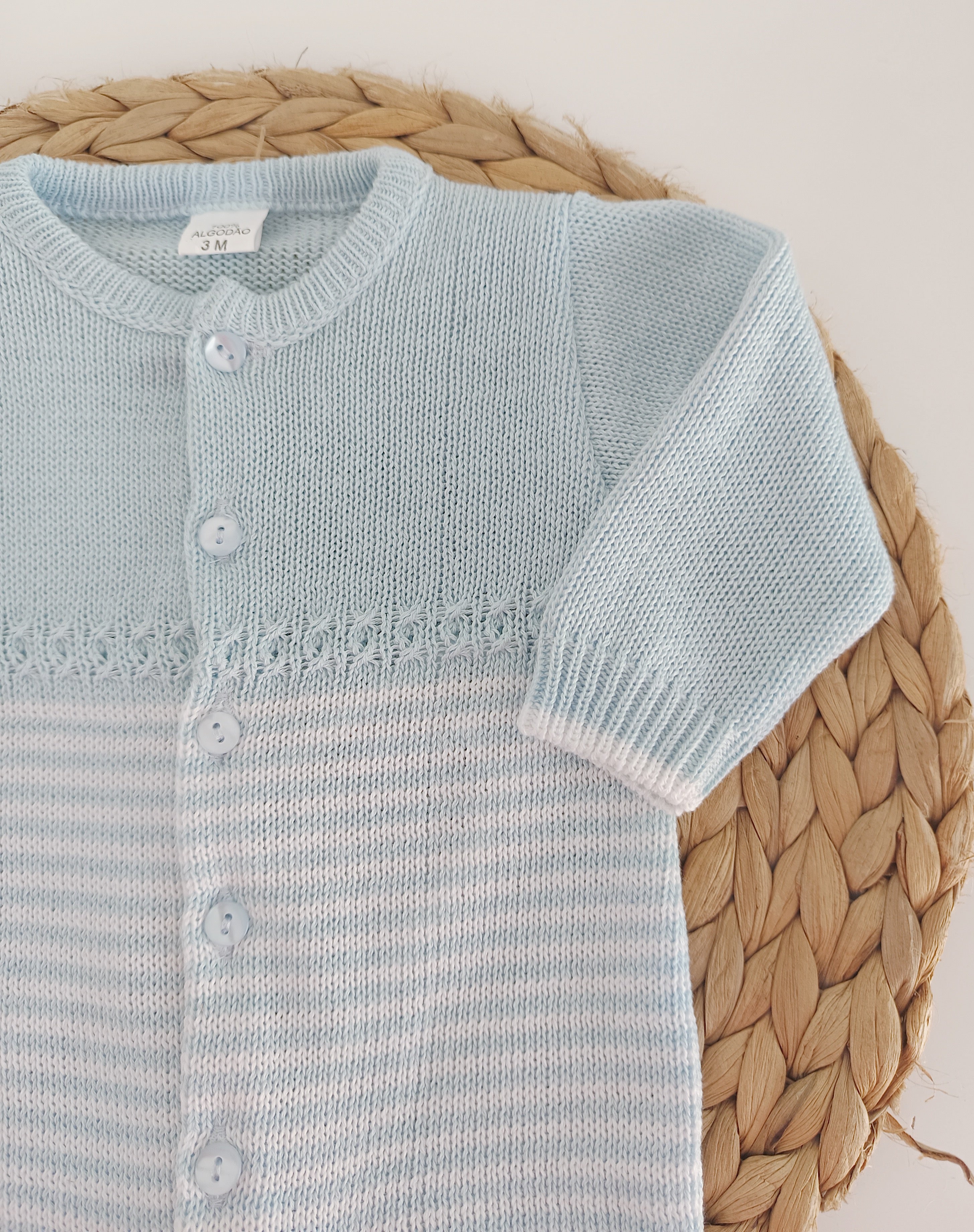 Babygrow de Malha Riscas Azul