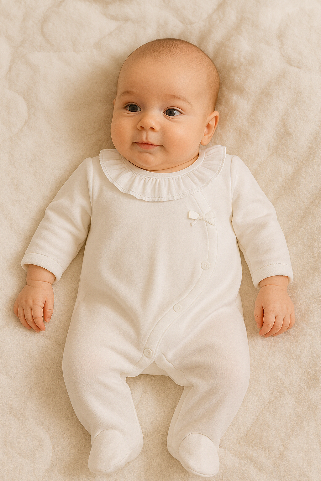 Babygrow Basic Lacinho Gola de Folho Pérola