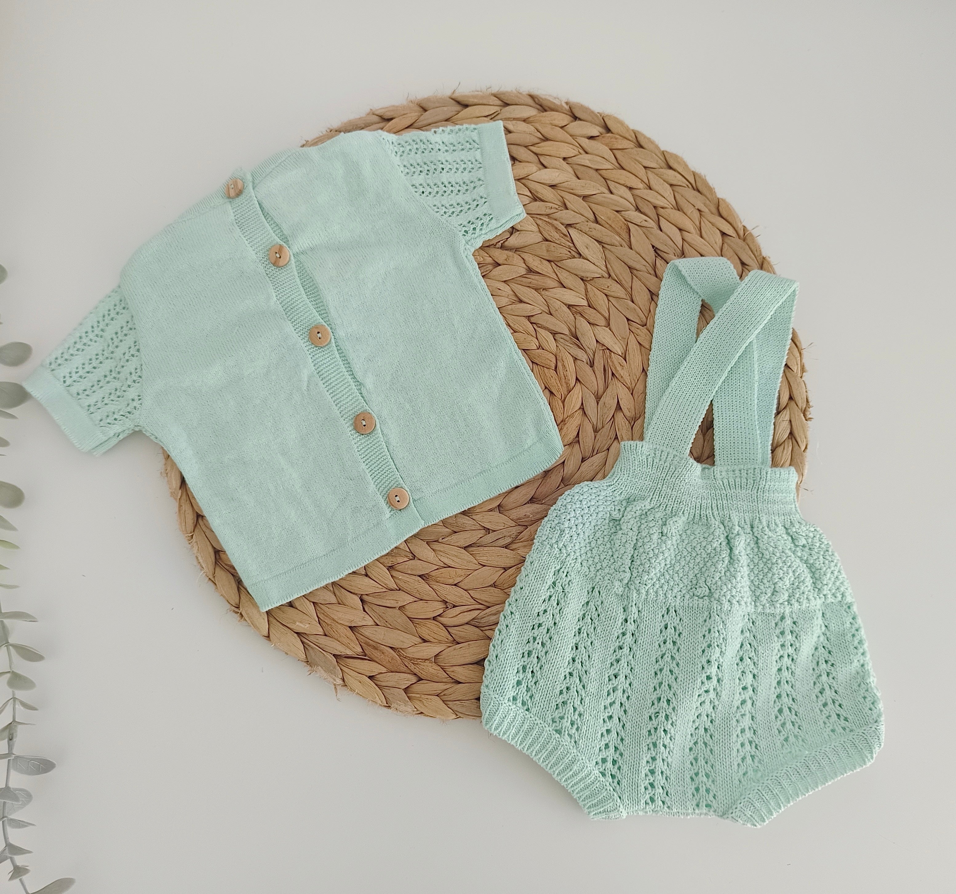Fofo de Malha com Camisola Verde Água