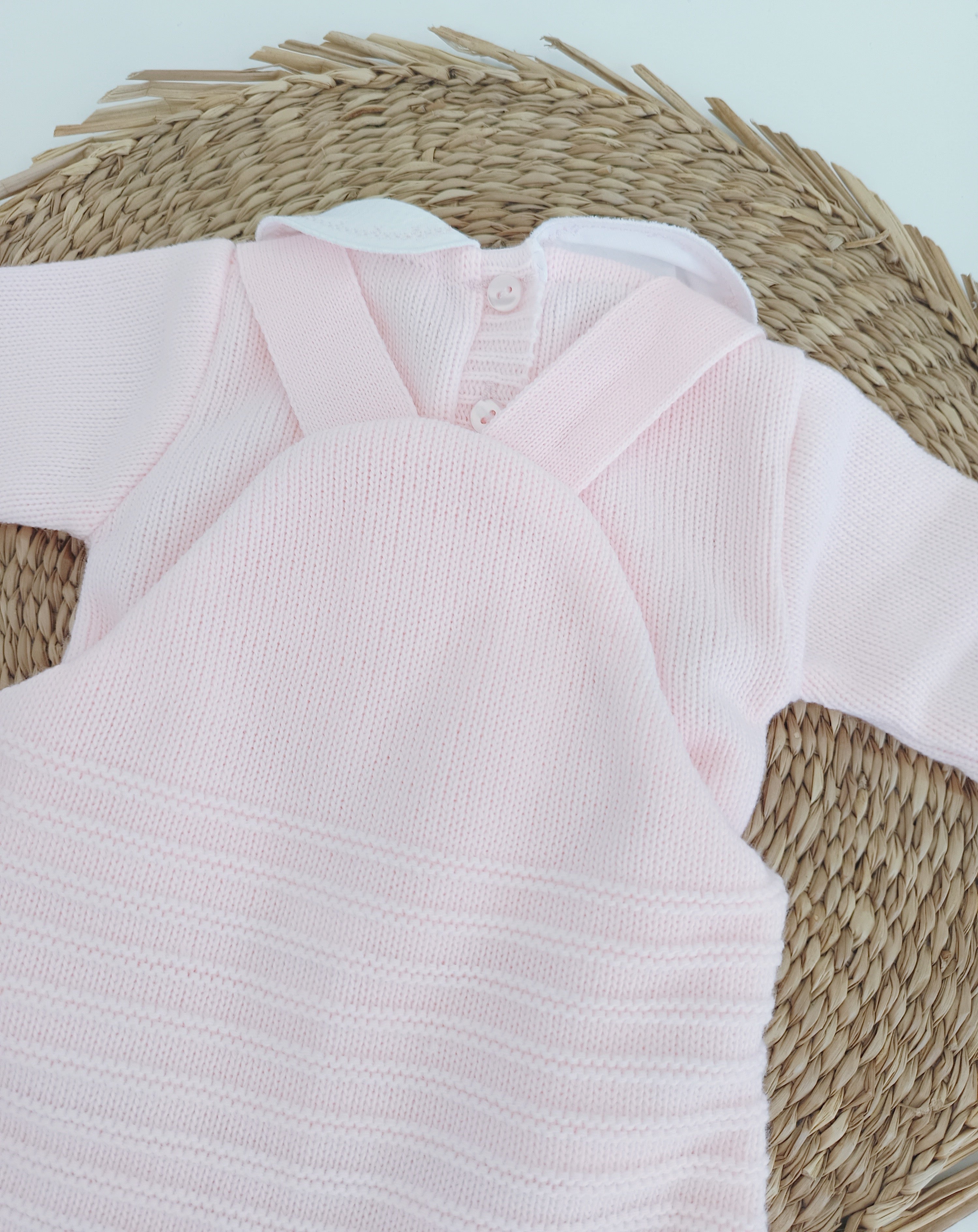 Jardineiras de malha com Camisola Laços nos pés Rosa