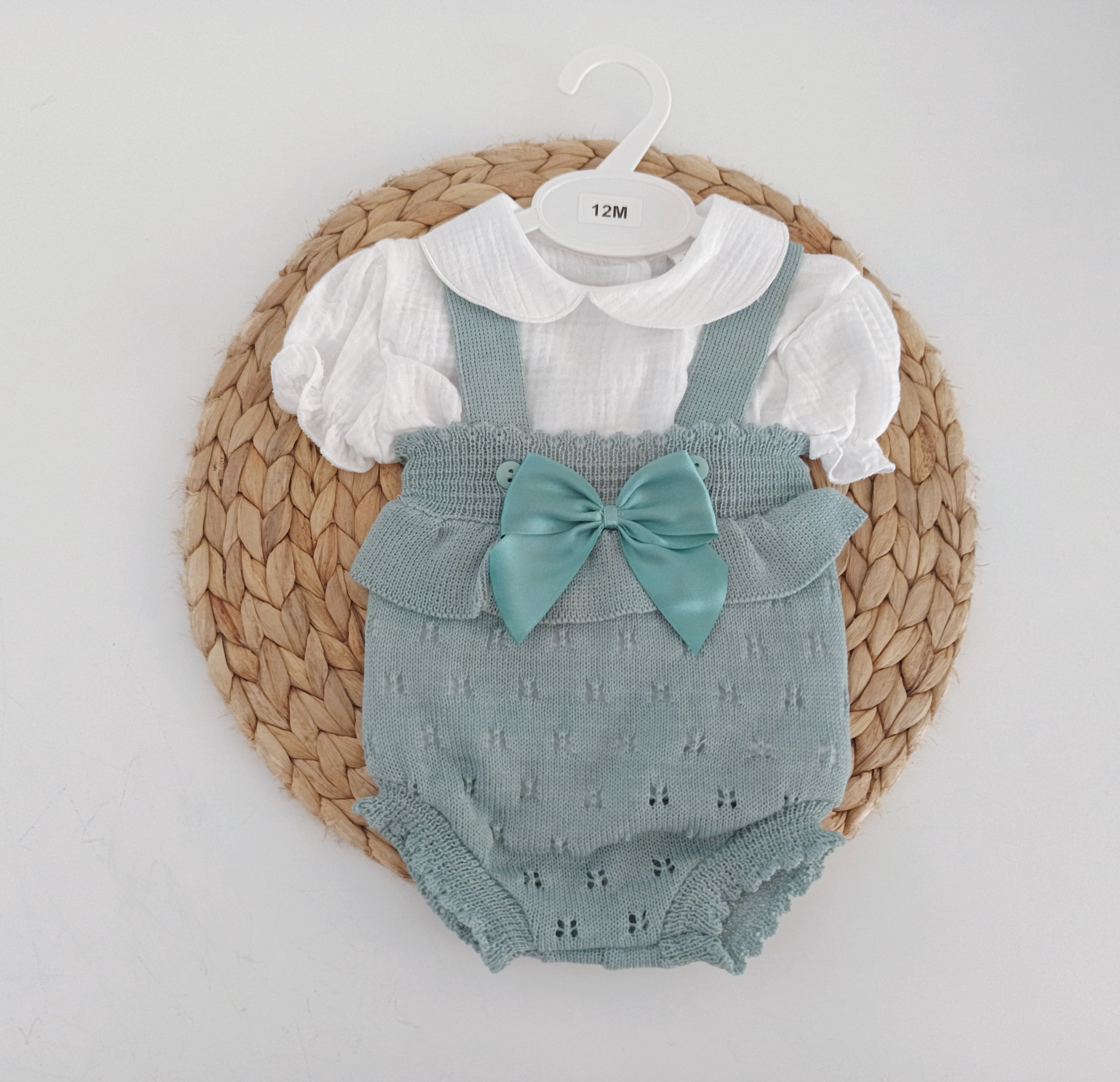 Fofo de Malha Laçarote com Blusa Manga Curta Verde