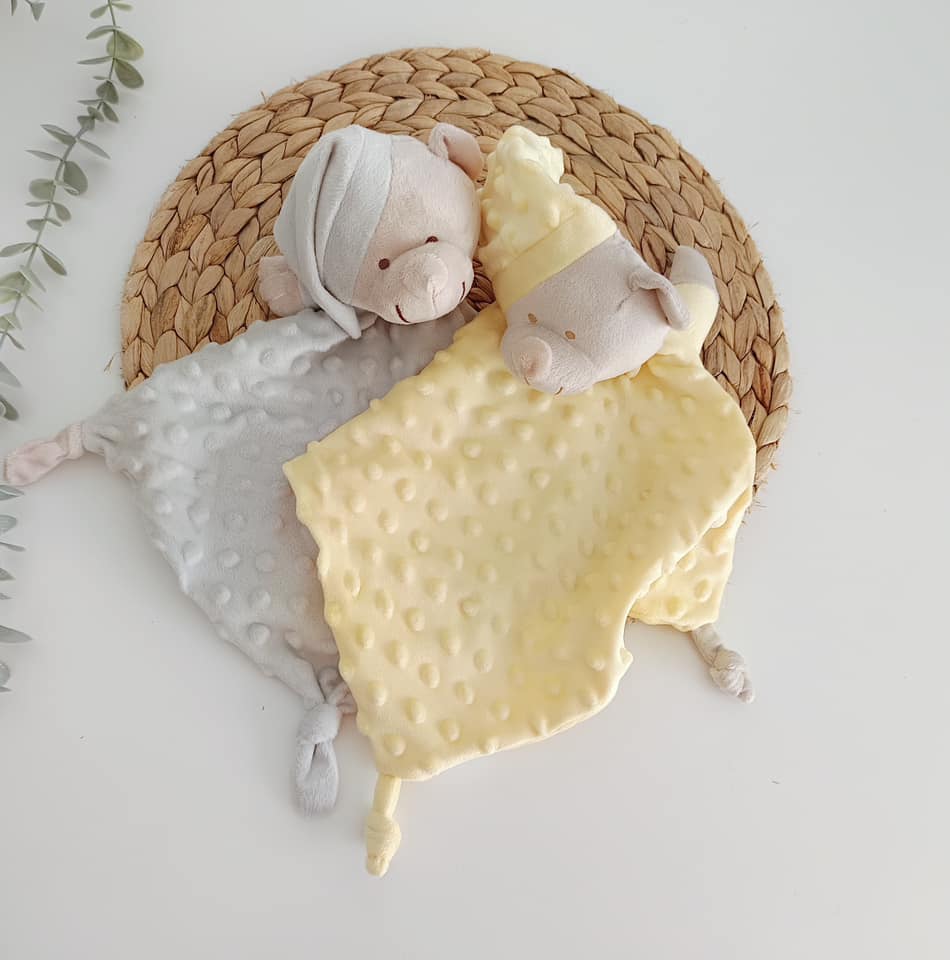 Doudou em pano para Bebé Urso com Barruço