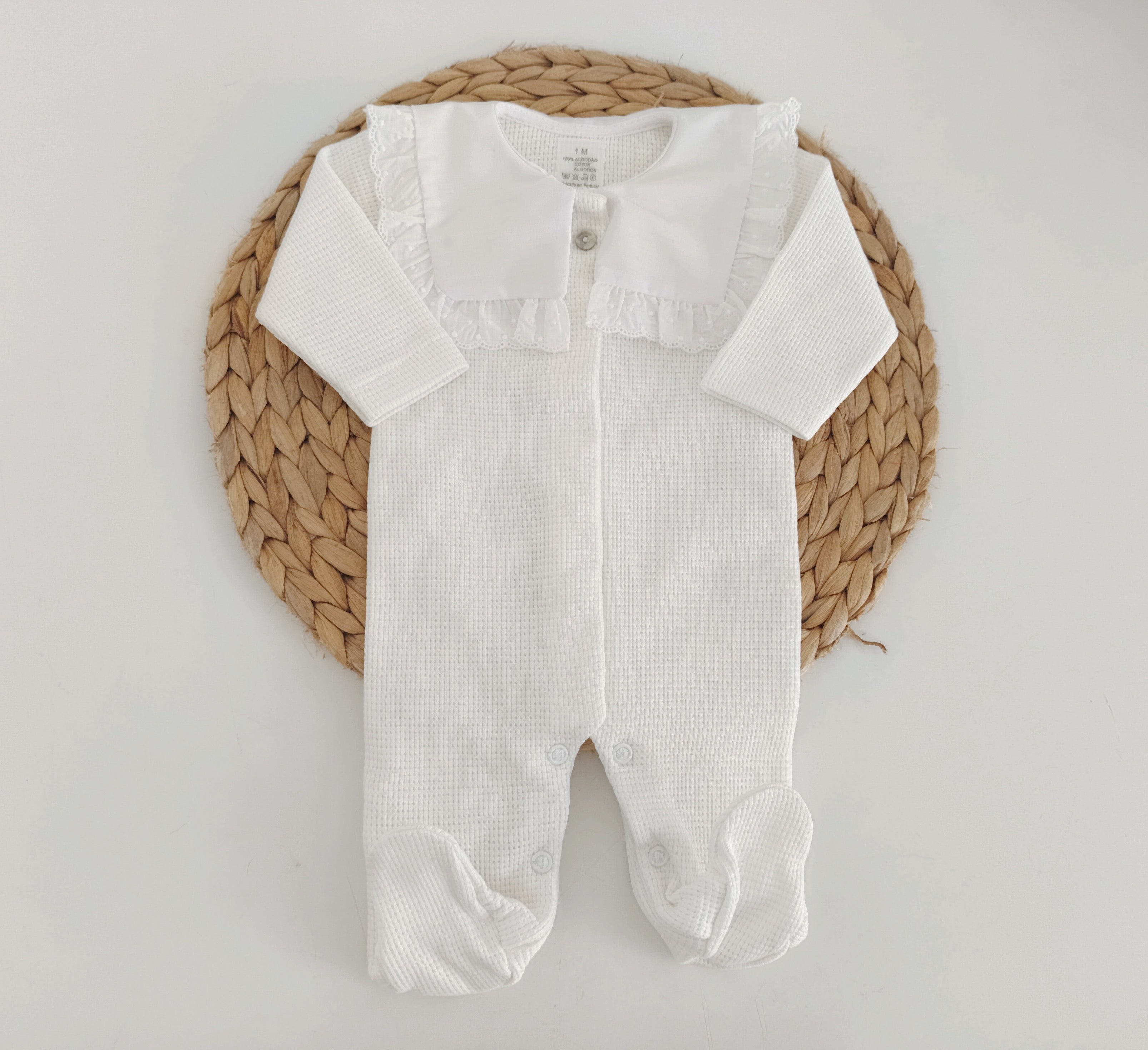 Babygrow Algodão Gola Piquet Pérola