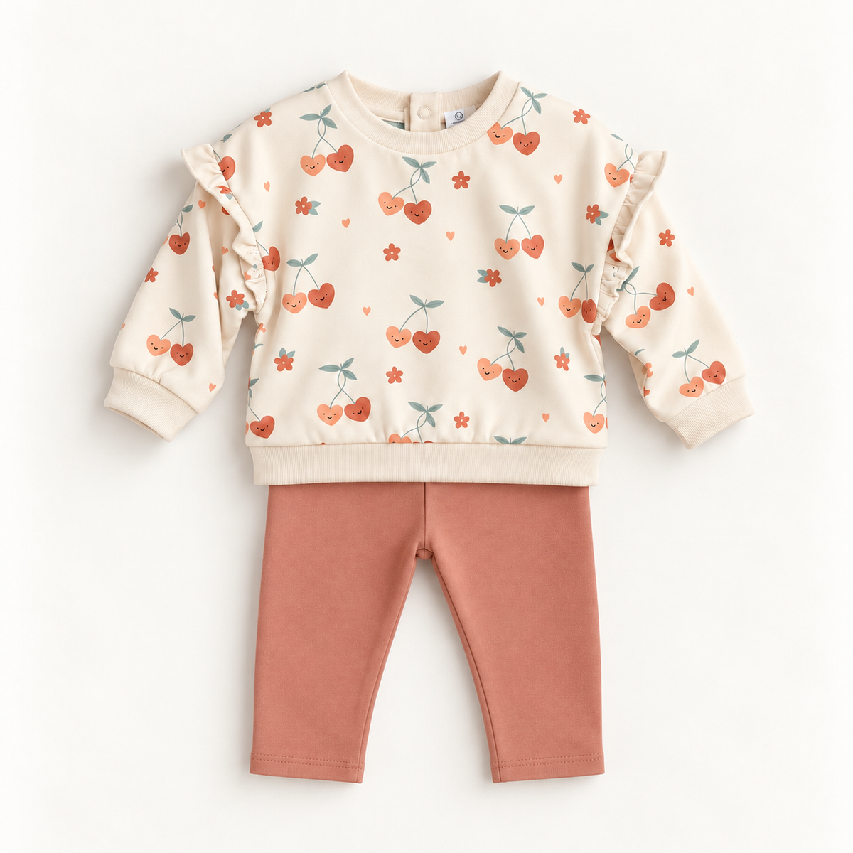 Conjunto de Leggins e Camisola Cerejas Salmão
