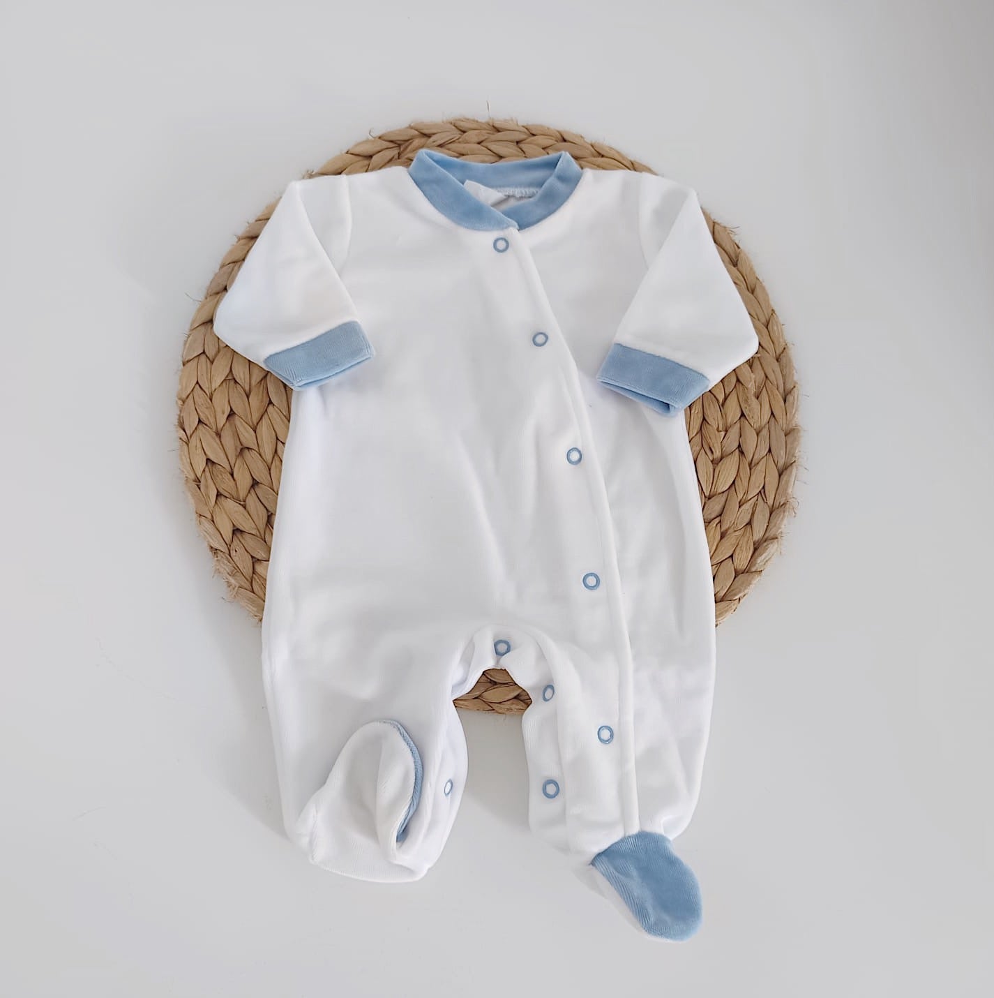 Babygrow Veludo Básico abertura Lado Jeans