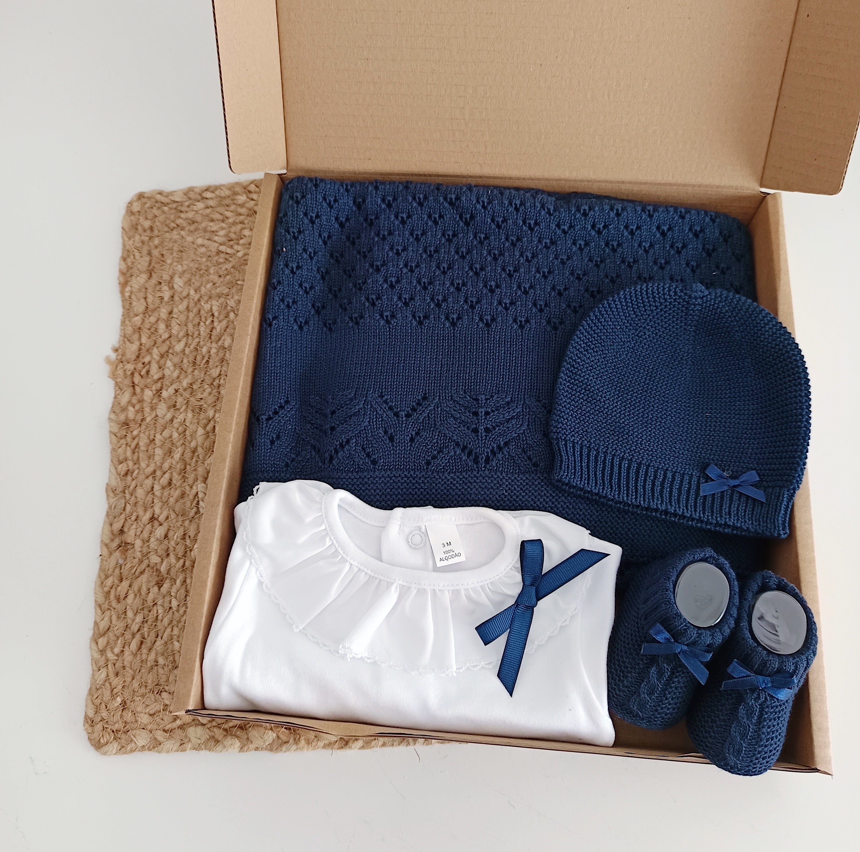 FitFiu Babies® | Pack Laço Manta body gorro e carapins Marinho