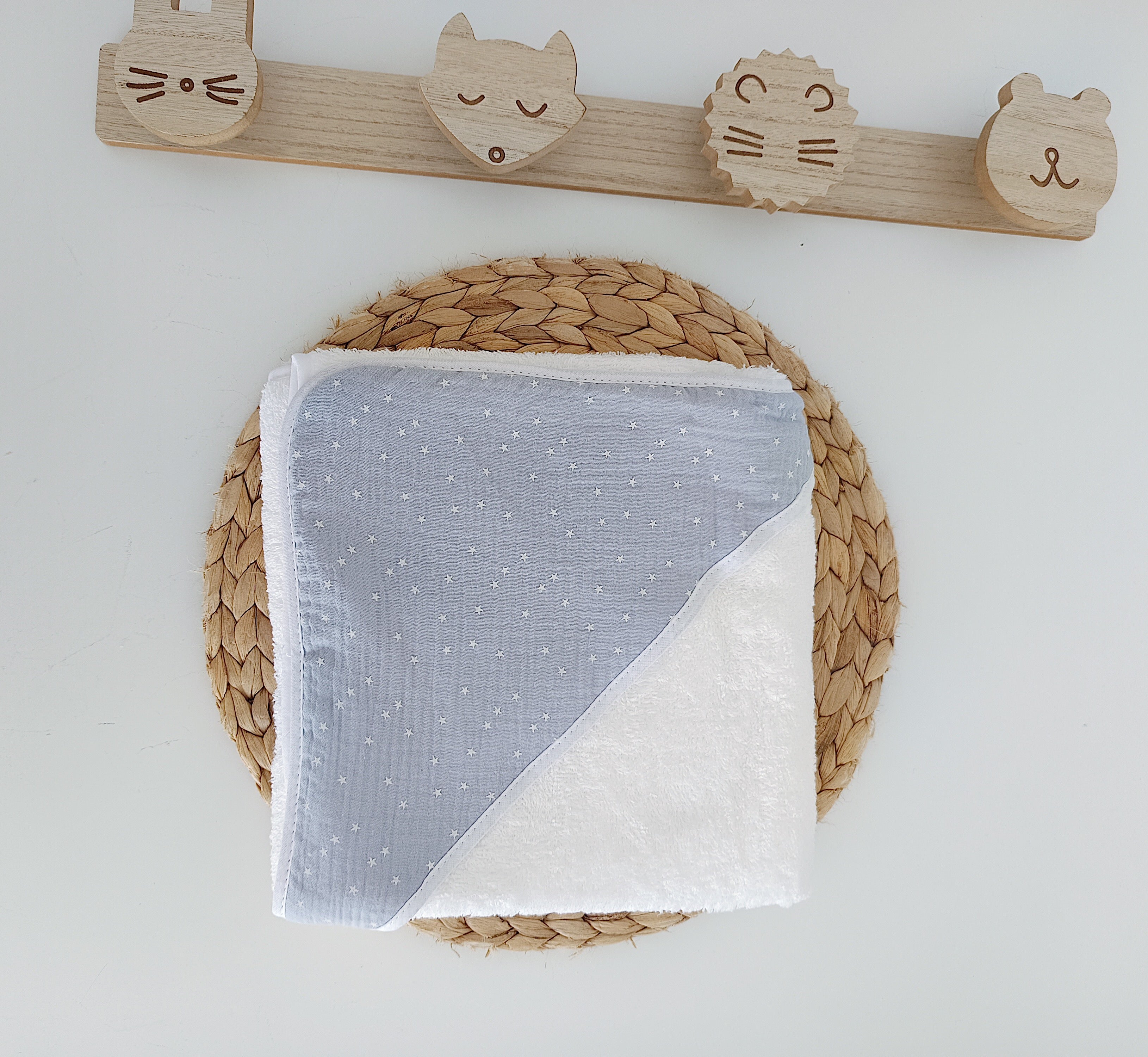 Toalha de banho Musselina Estrelinhas Cinza