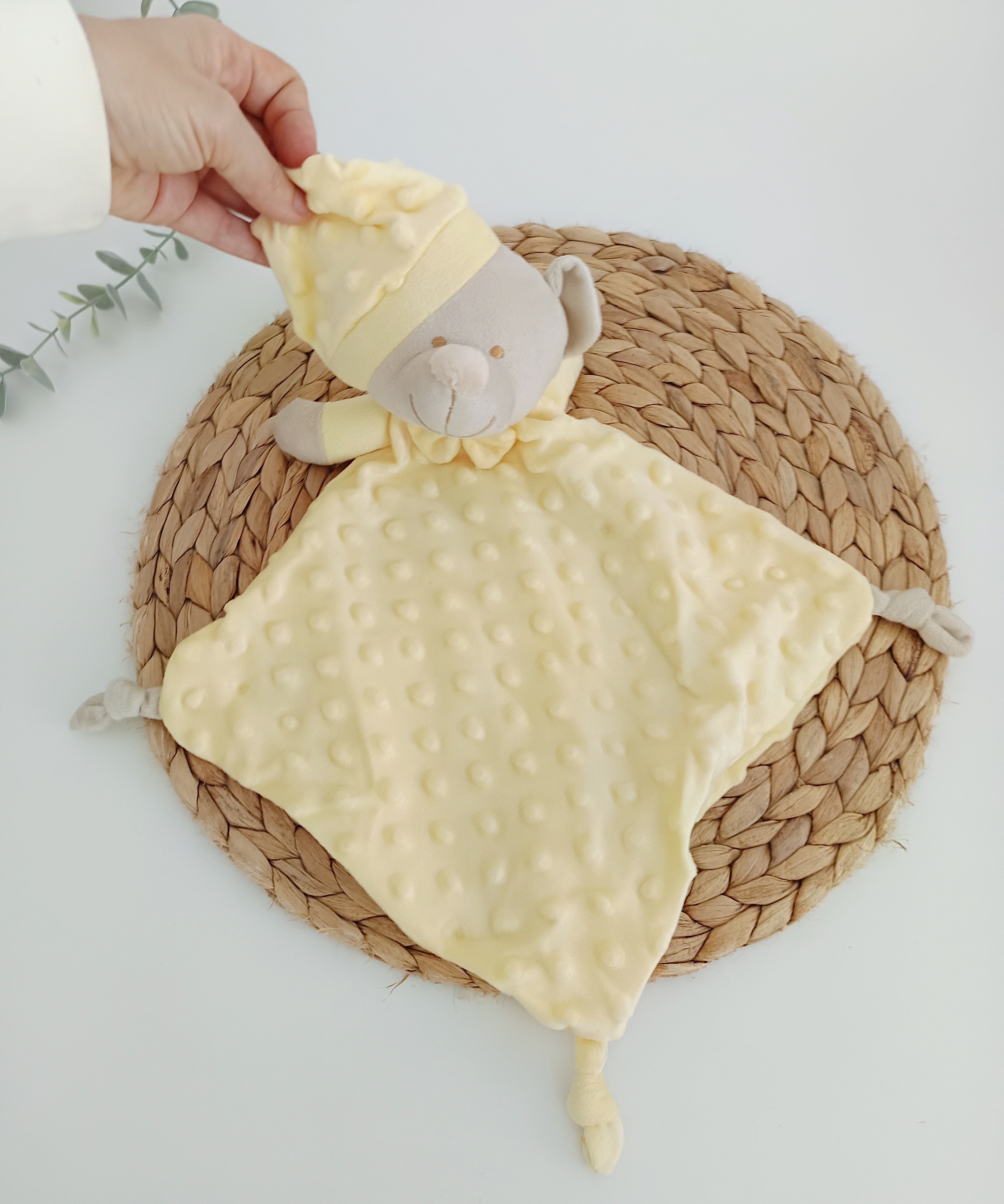 Doudou em pano para Bebé Urso com Barruço