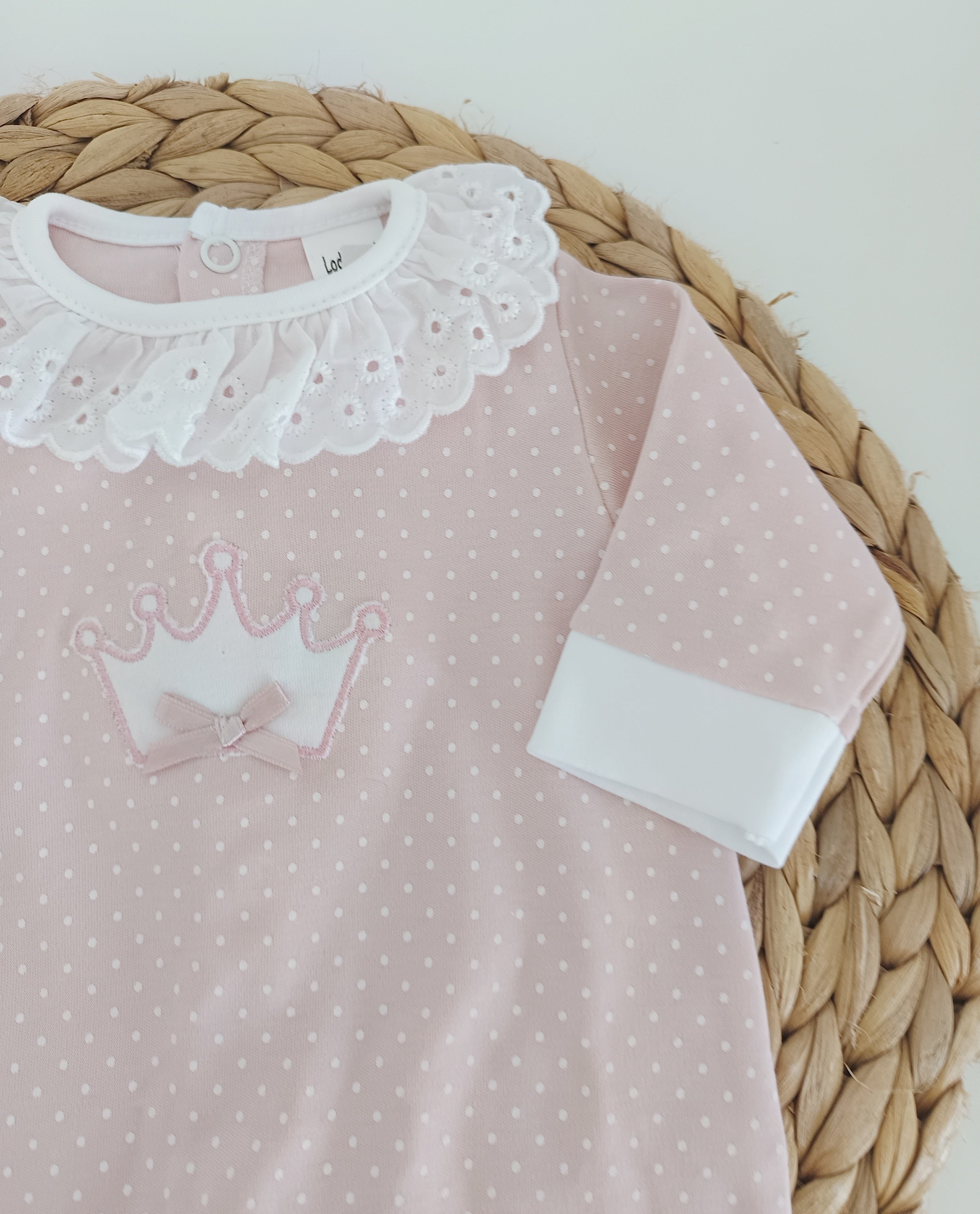 Babygrow Algodão Coroa Rosa Velho