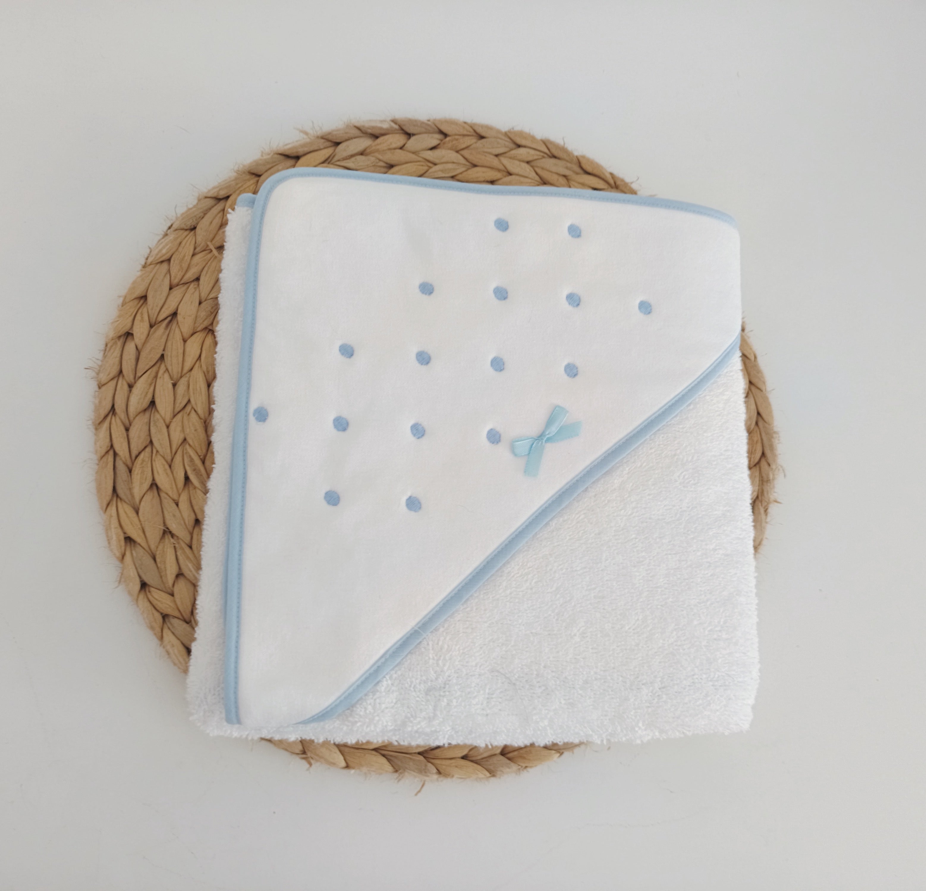 Toalha de banho Bebé Pintas Azul