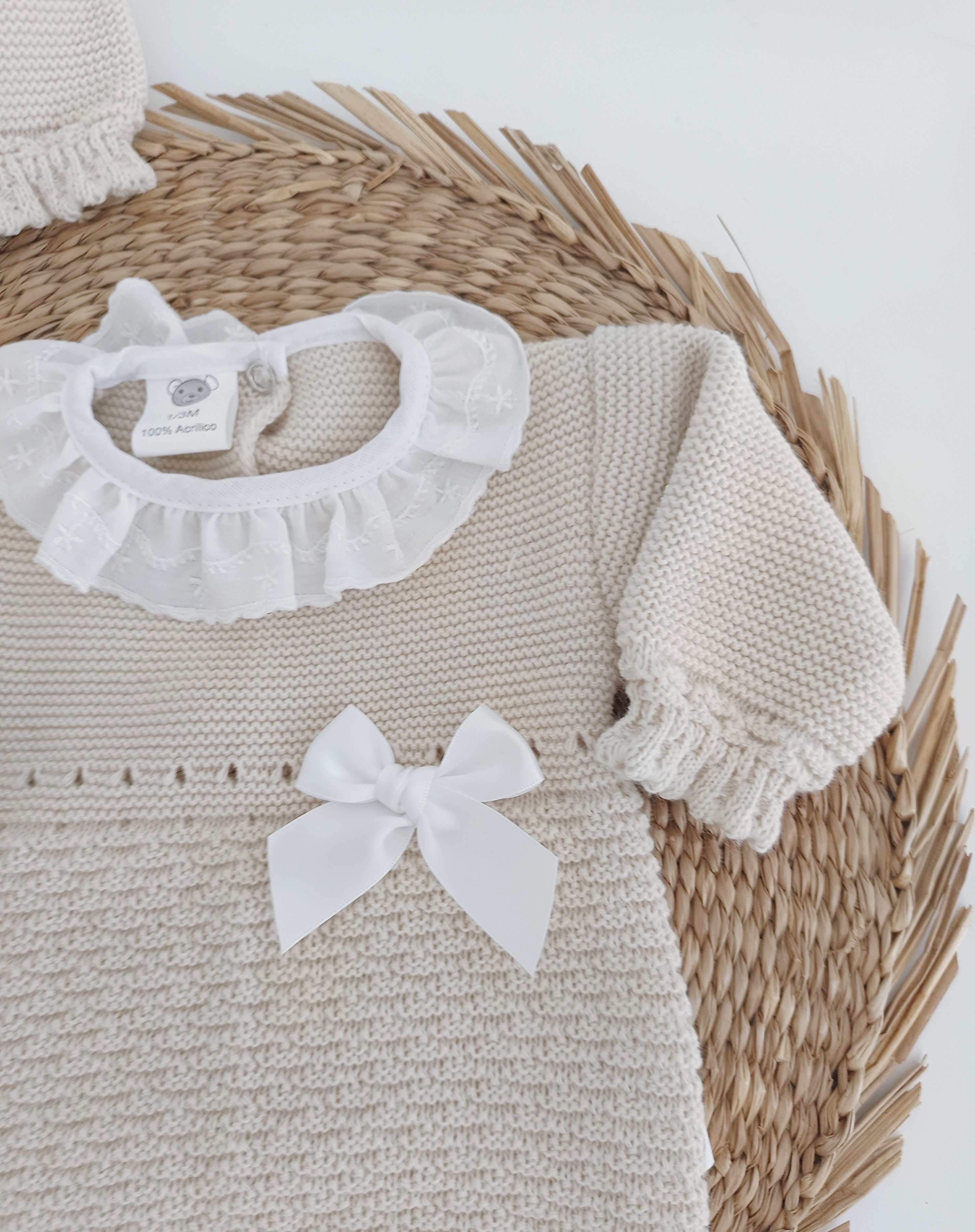 Fofo de Malha Laço com Gorro Areia