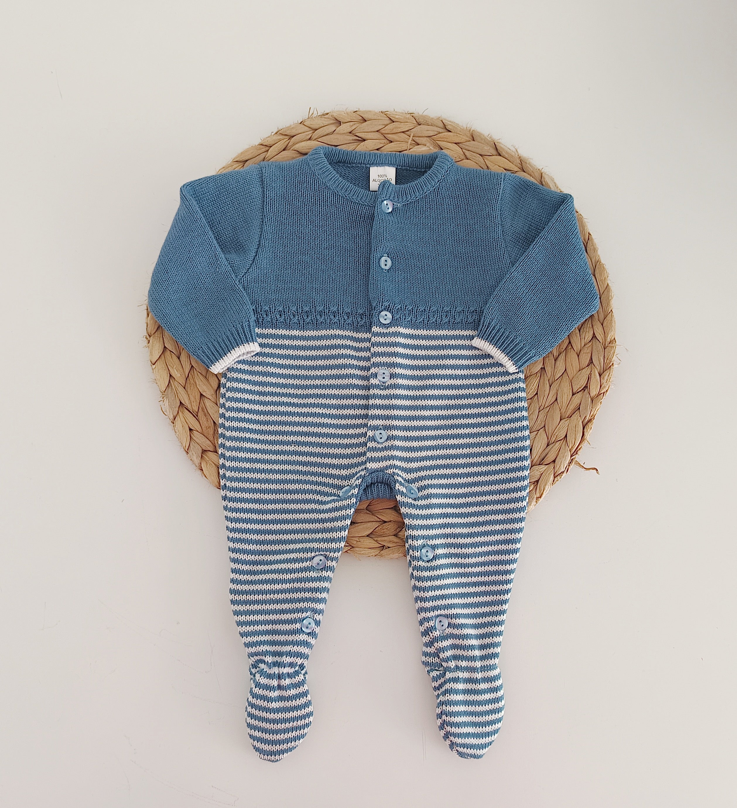 Babygrow de Malha Riscas Jeans