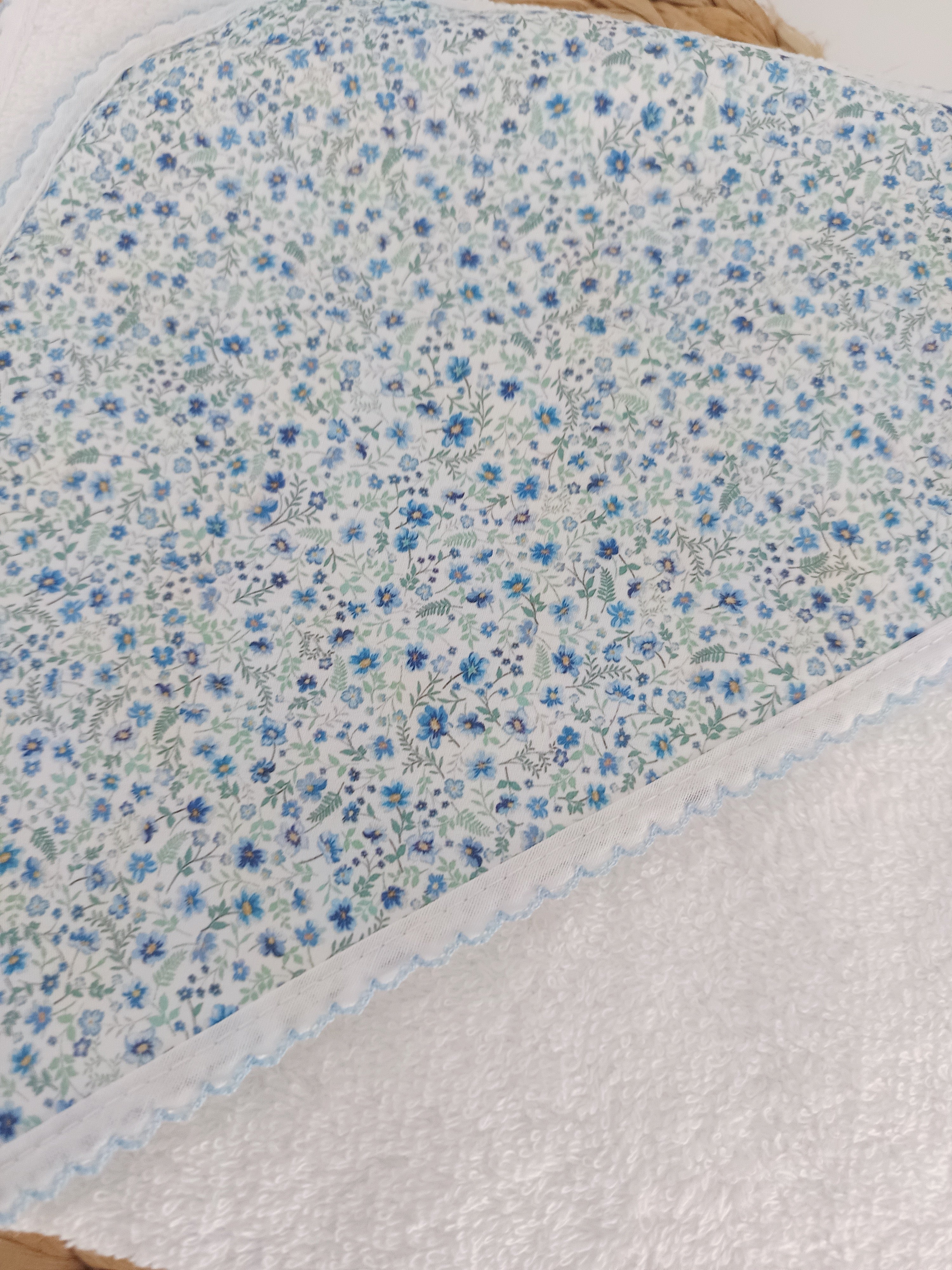 Toalha de banho Bebé Flores Azul