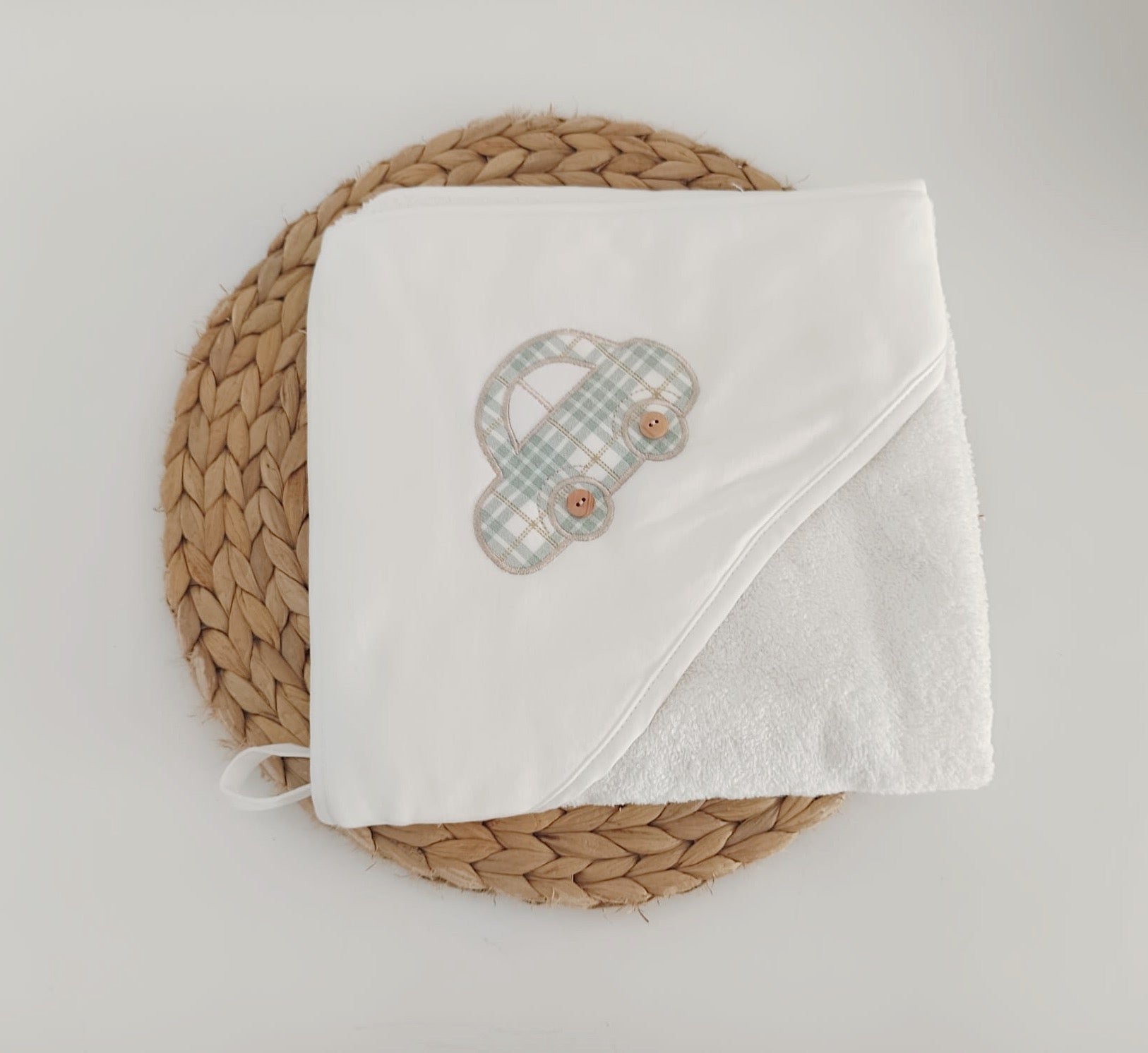 FitFiu Babies® | Toalha de Banho para Bebé Carrinho Verde