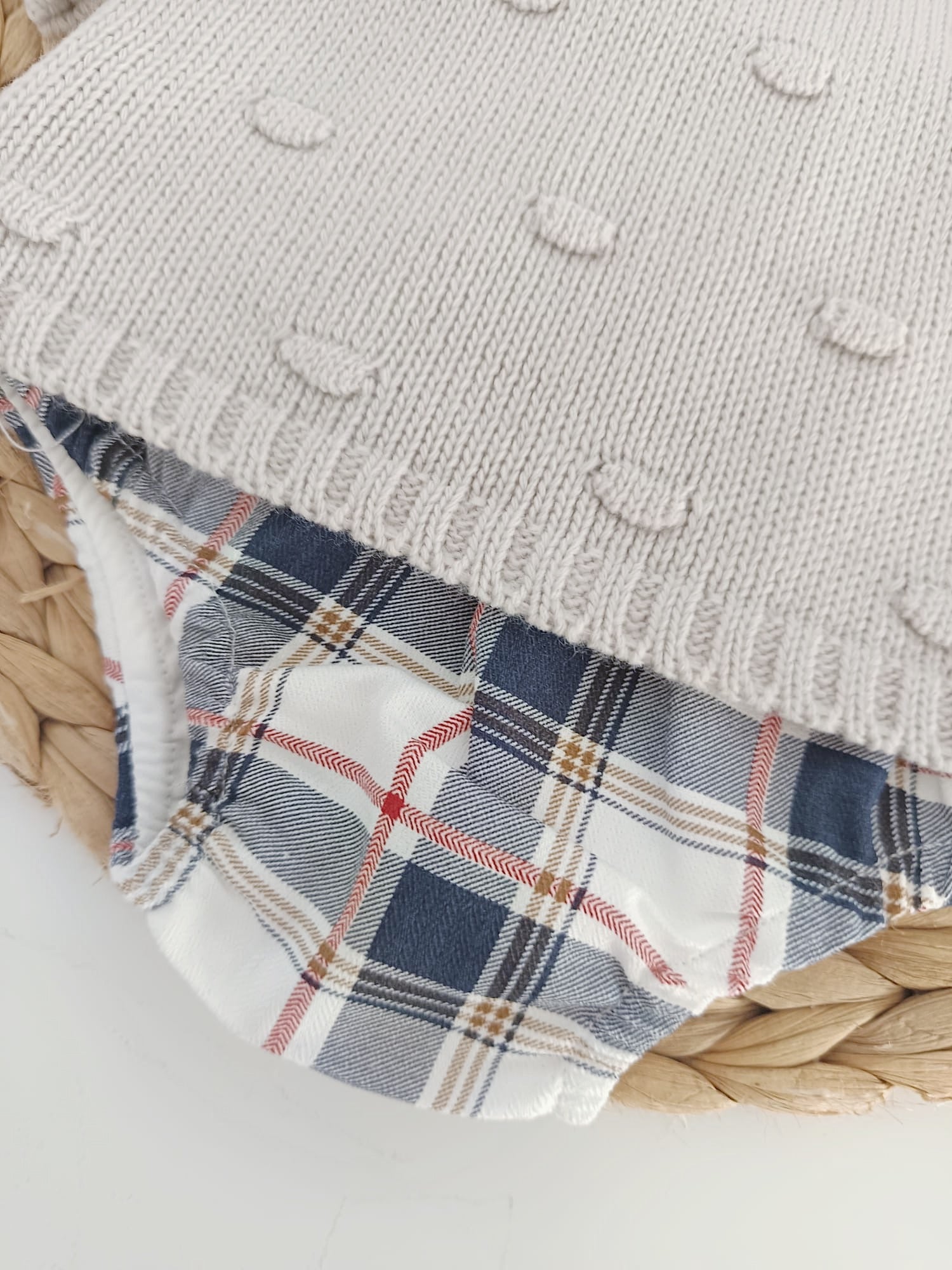 Calções Xadrez com camisola relevos de Malha Areia