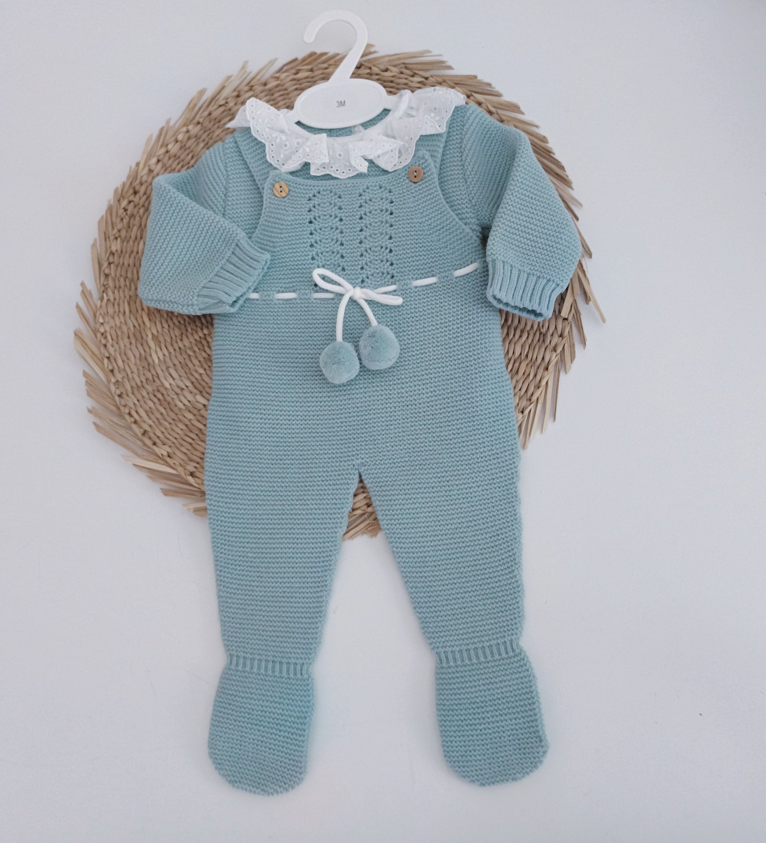 Jardineiras de malha com Camisola Pompons pendurados pés Verde