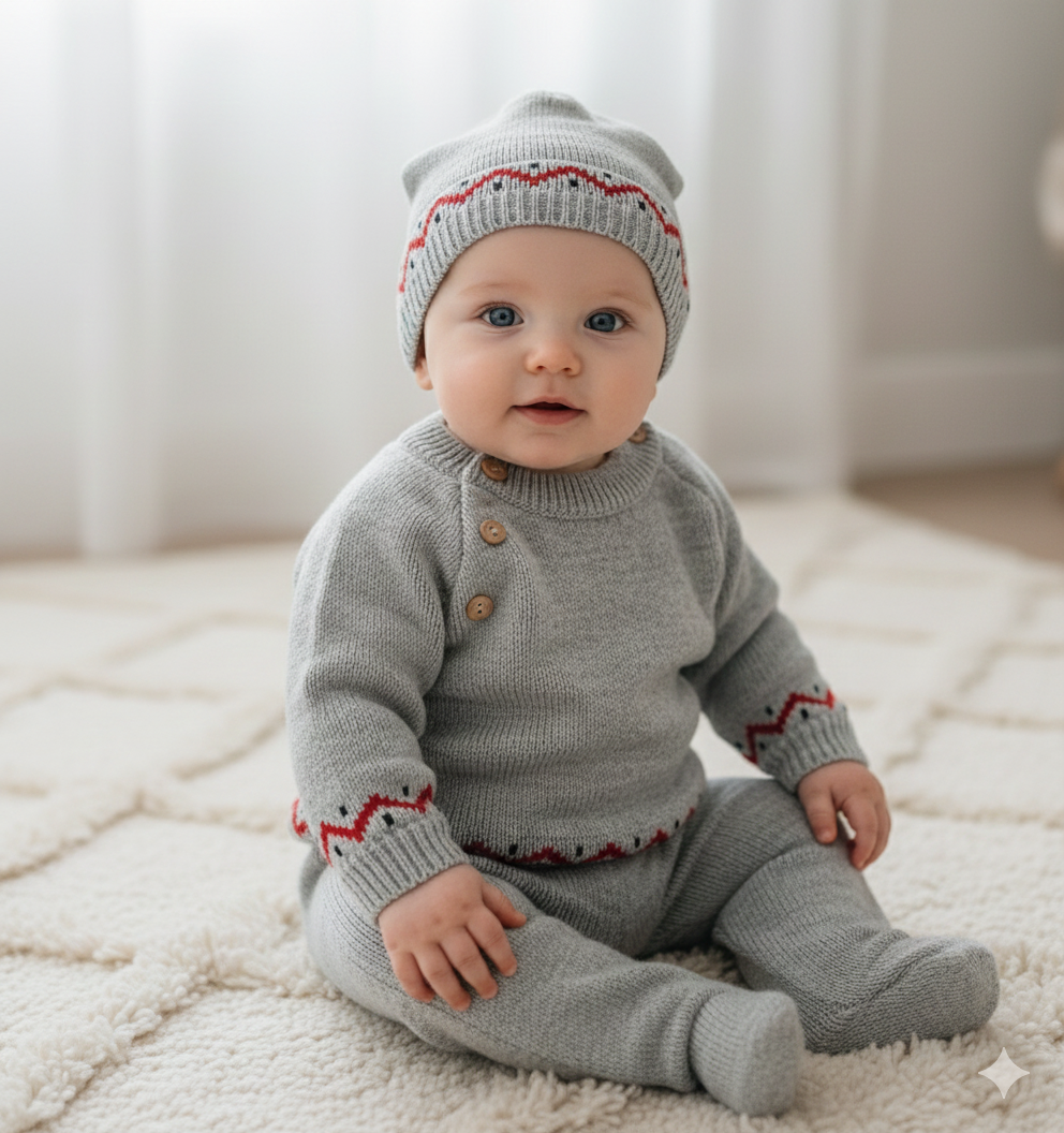 Fato de Malha com Gorro Cinza