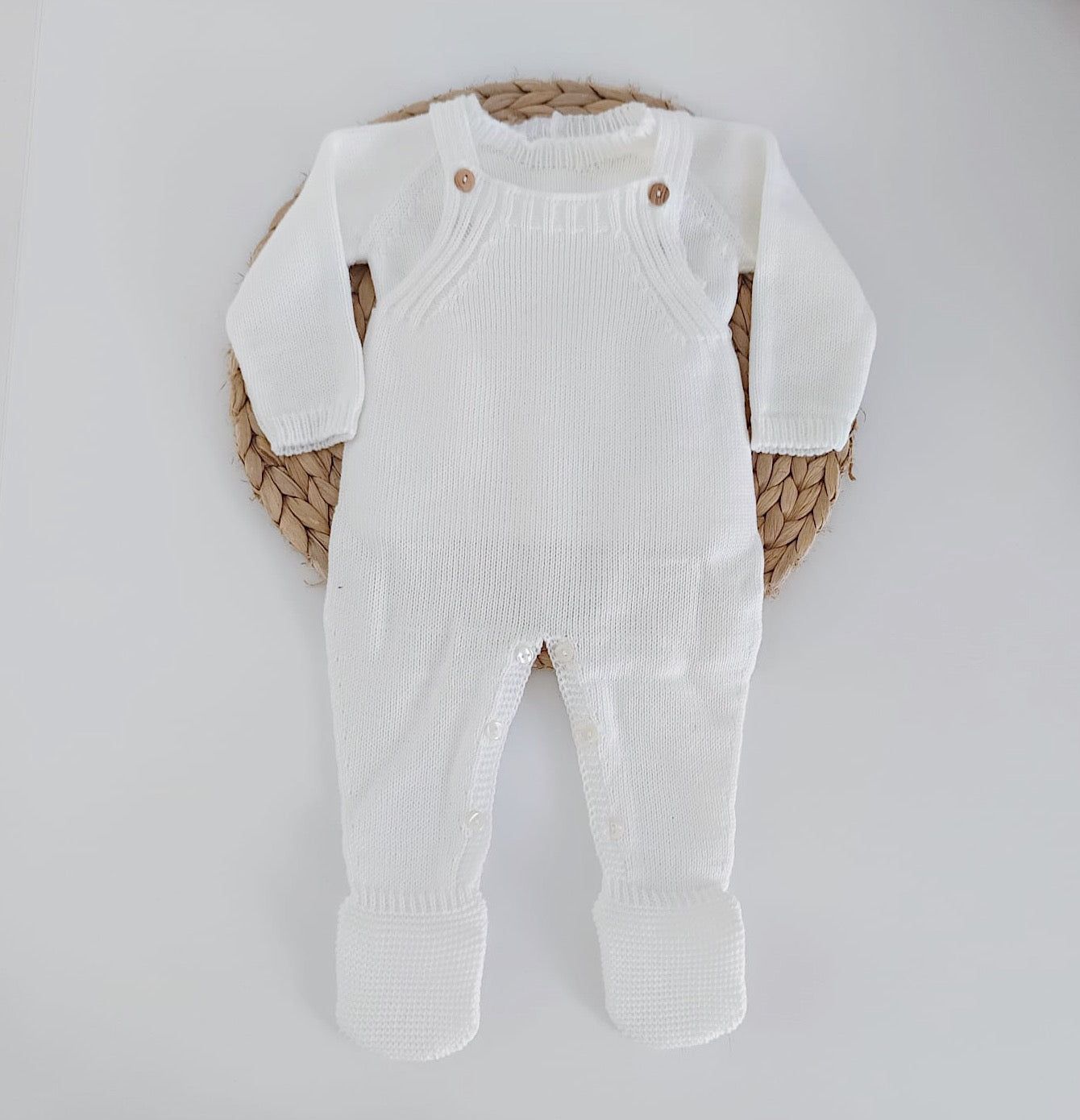 Jardineiras de malha com Camisola Botões Pérola