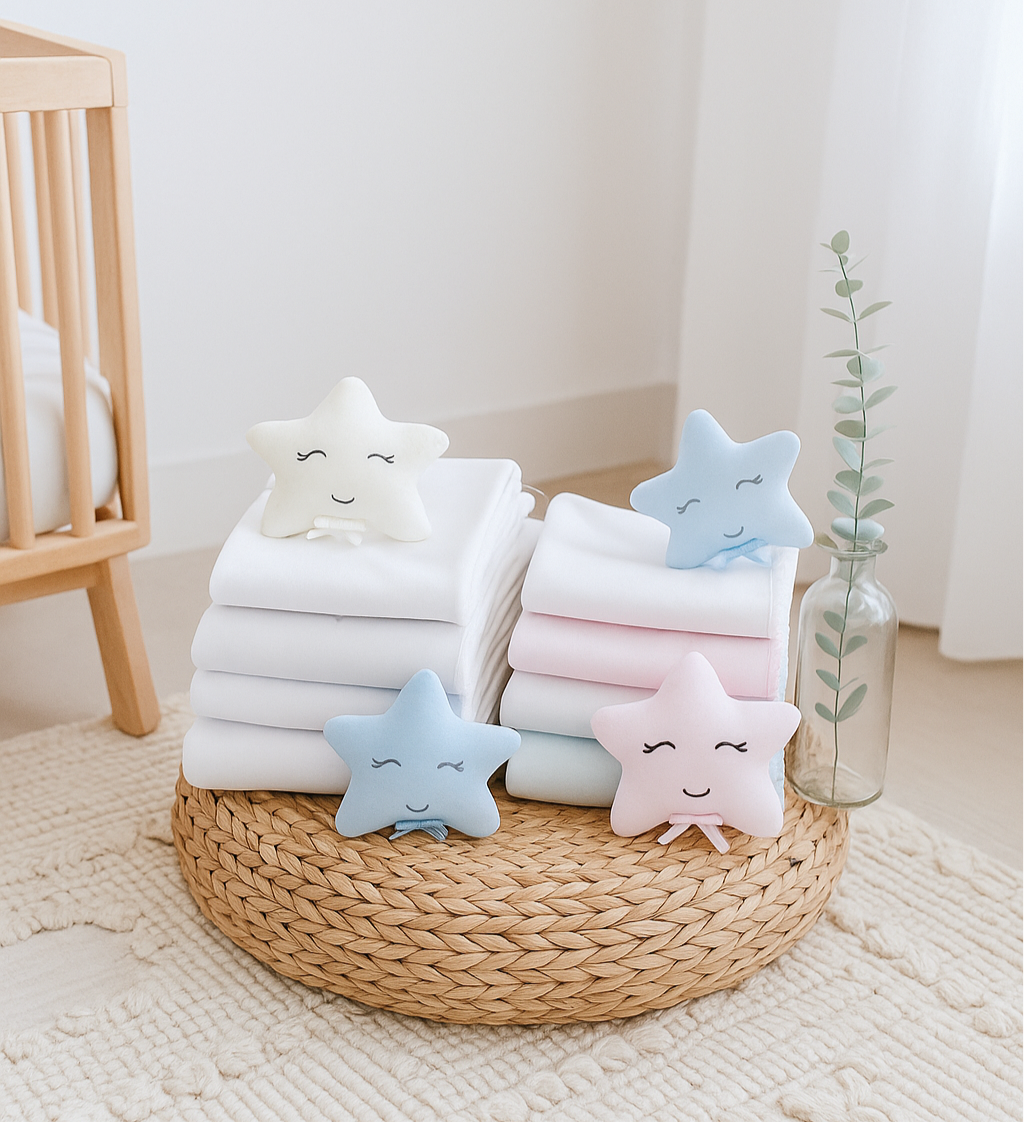 Fralda de pano para Bebé com nana Estrela Sorridente