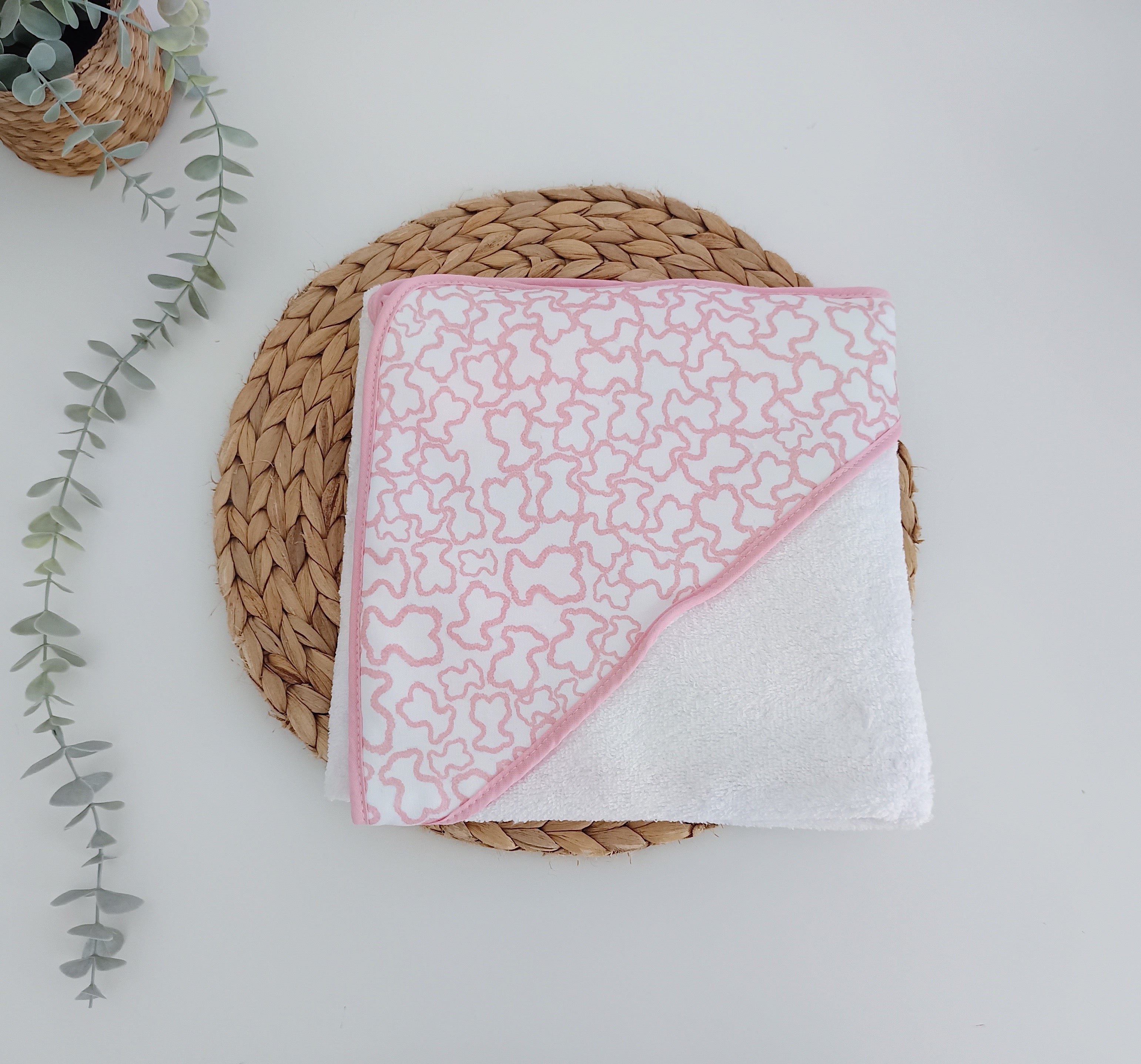 Toalha de Banho para Bebé Ursinhos Rosa
