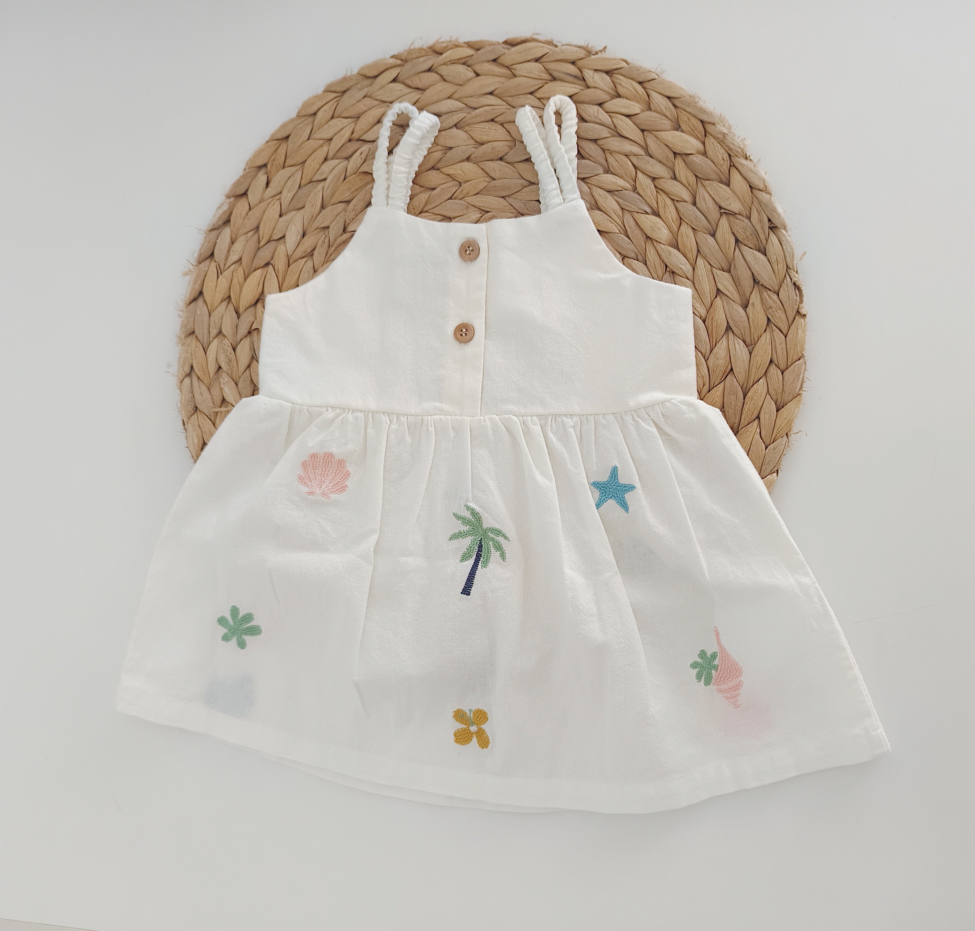 Vestido com Duas Alças Animais do Mar branco