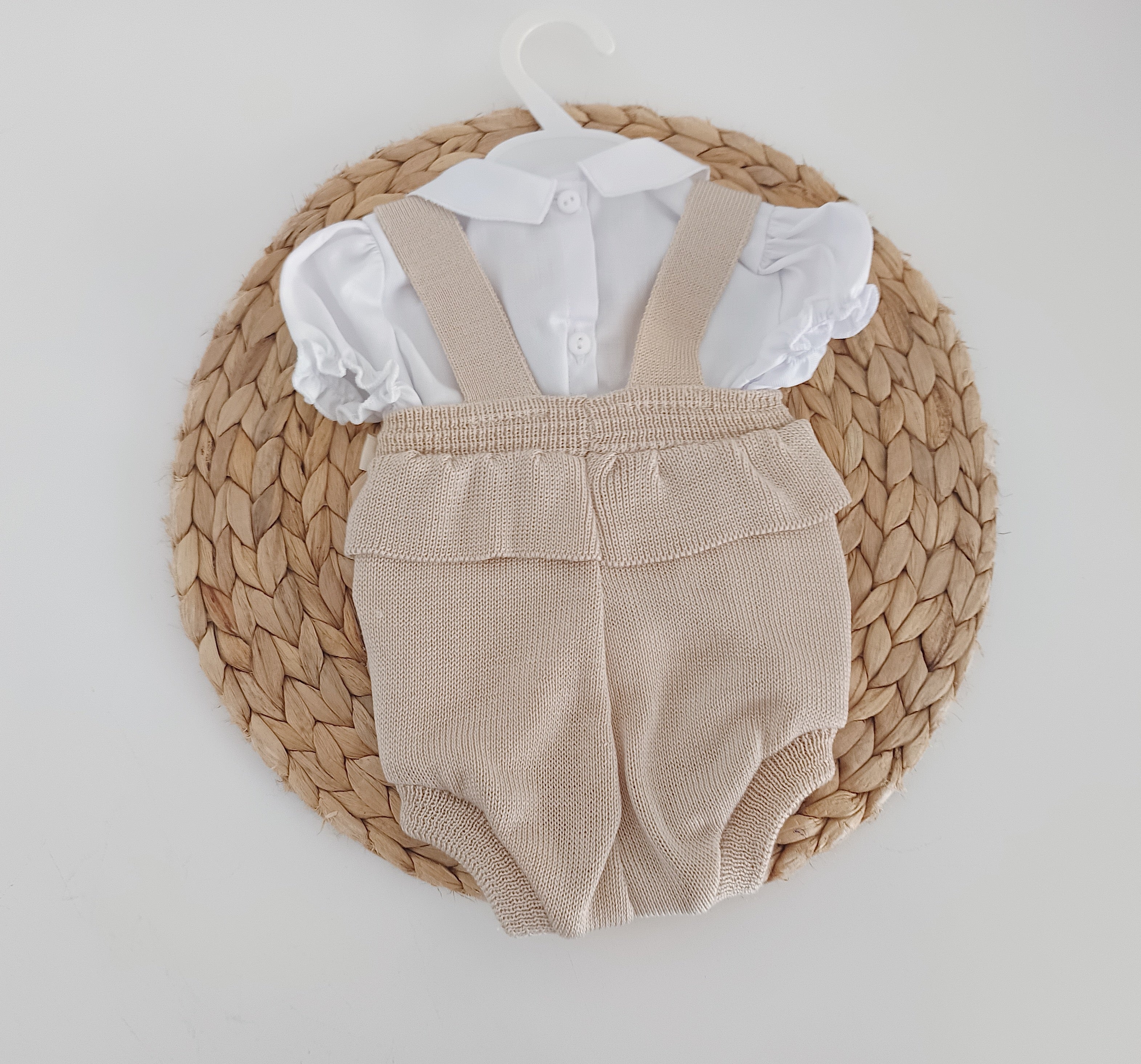 Fofo de Malha com Blusa Manga Curta Areia