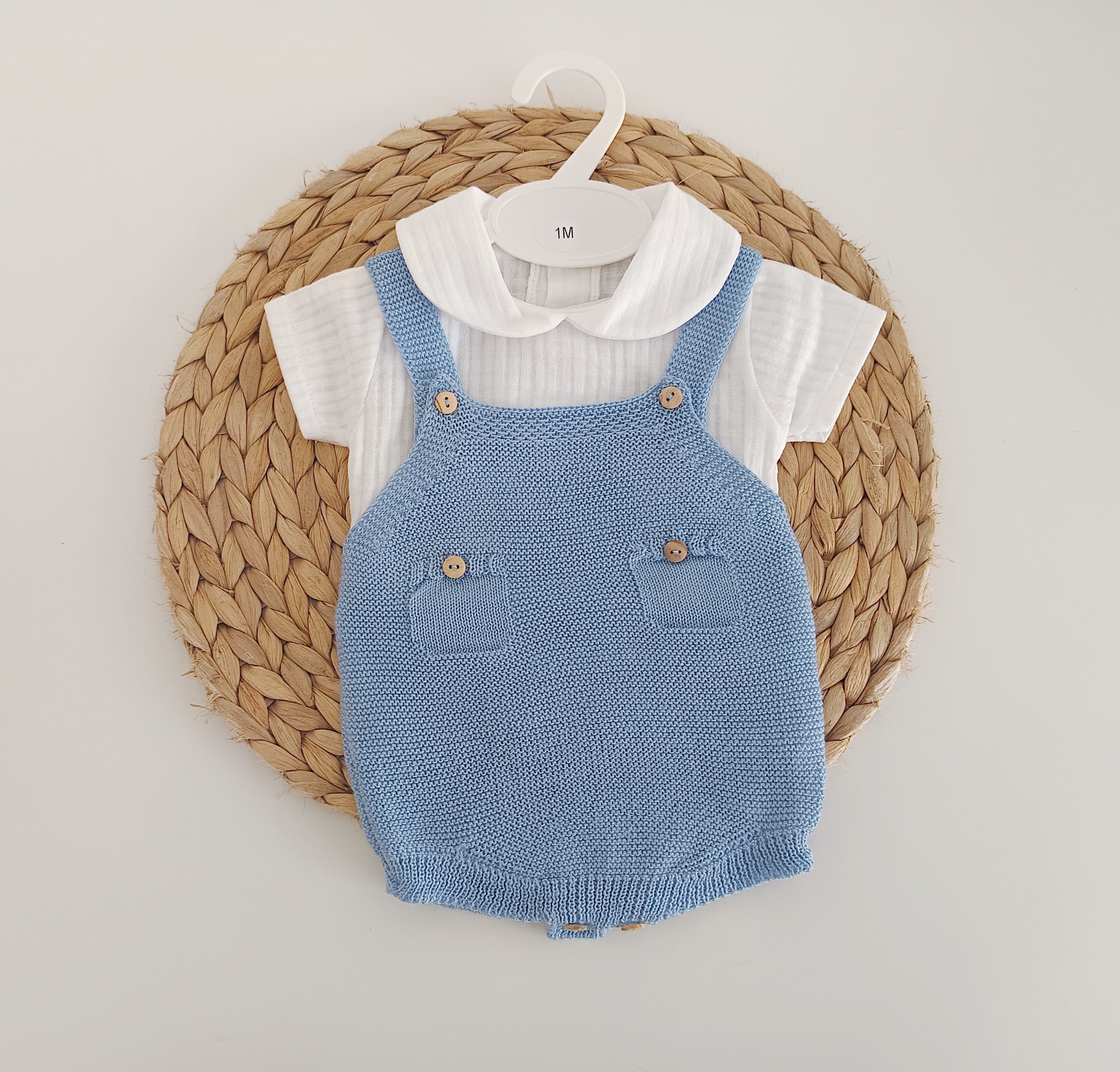 Fofo de Malha com Bolsos e Camisa Manga Curta Jeans