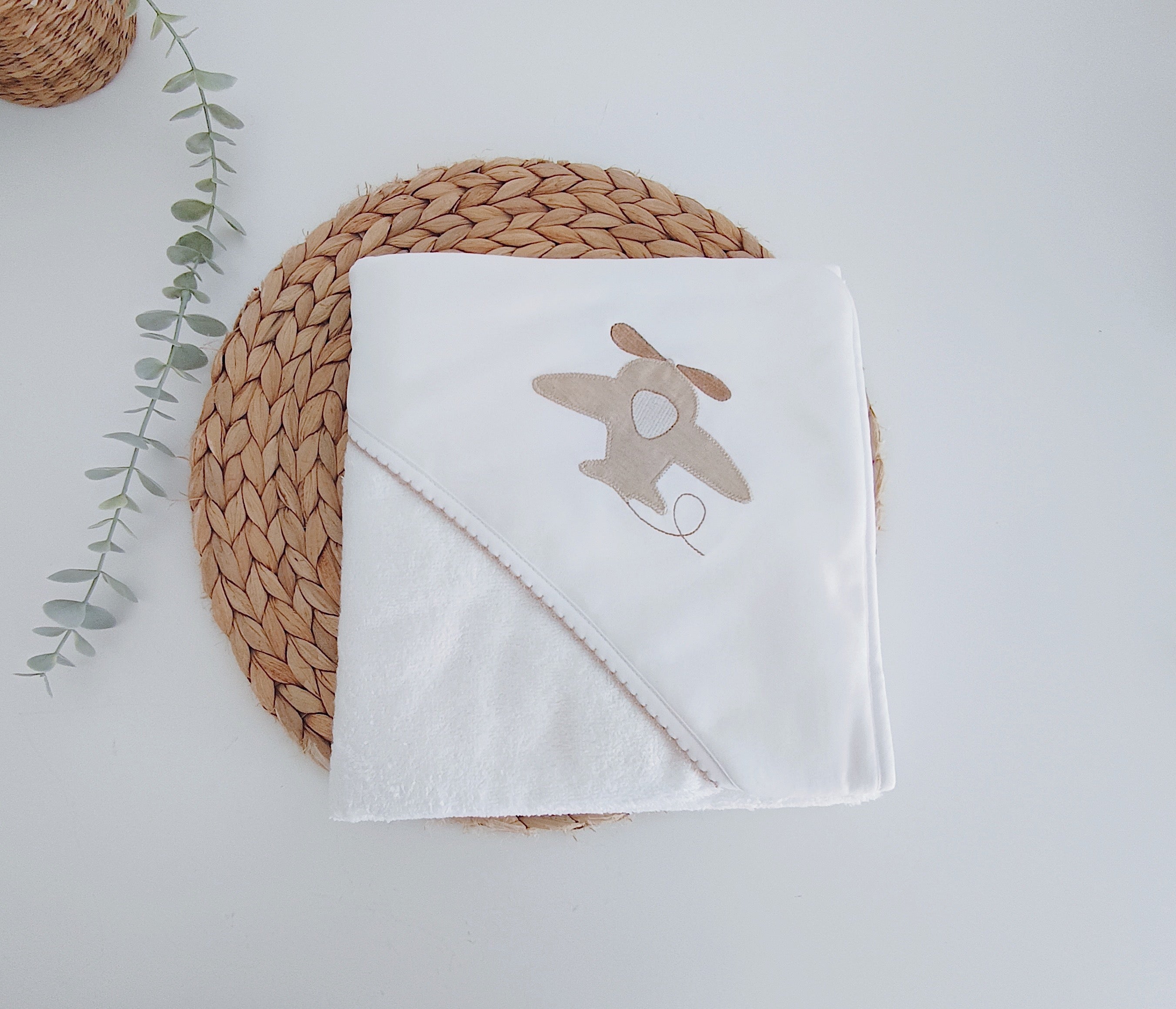 FitFiu Babies® | Toalha de Banho para Bebé Avião Areia
