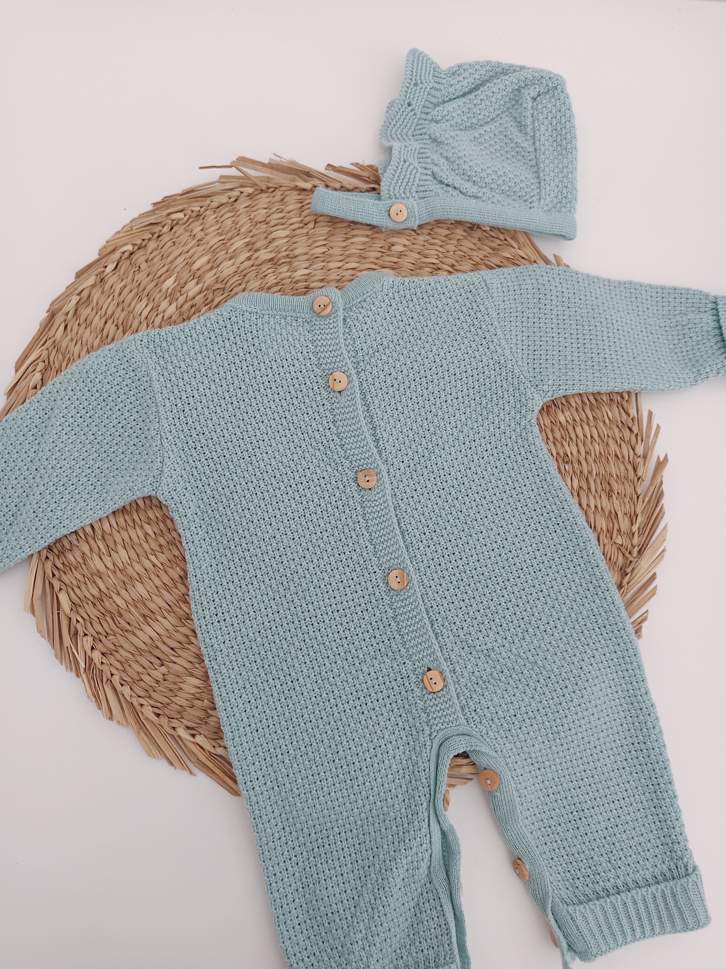 Babygrow de Malha Losangos com Touca Verde