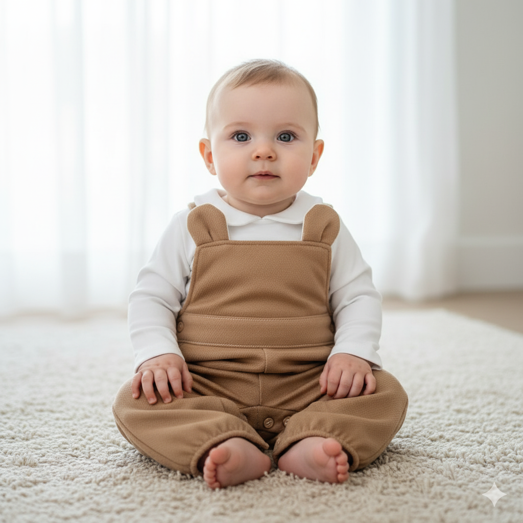 Jardineiras com camisola Orelhinhas Camel