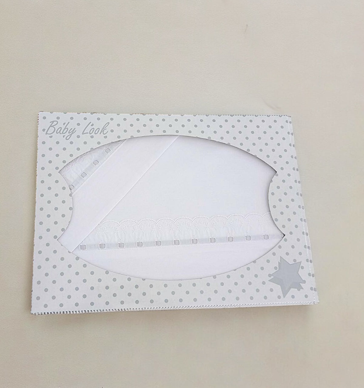 Jogo de Lençol Algodão p/ Cama Grades Bordado Inglês Cinza