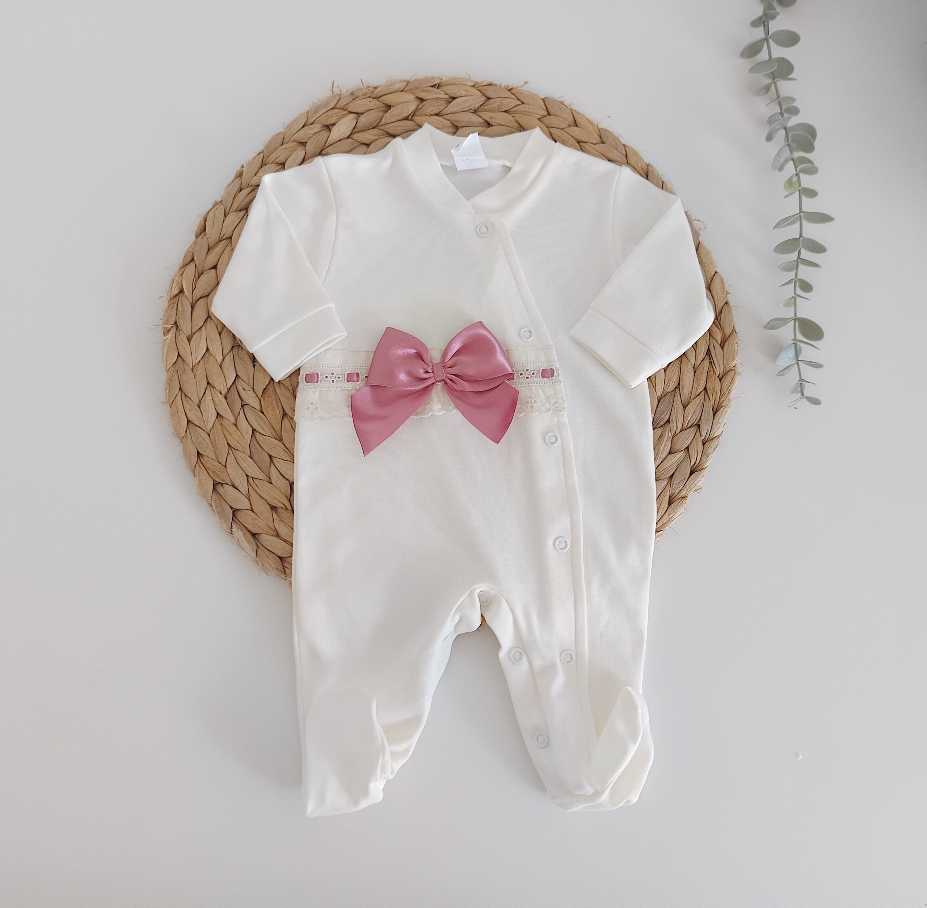 Babygrow Algodão Laçarote Rosa Velho