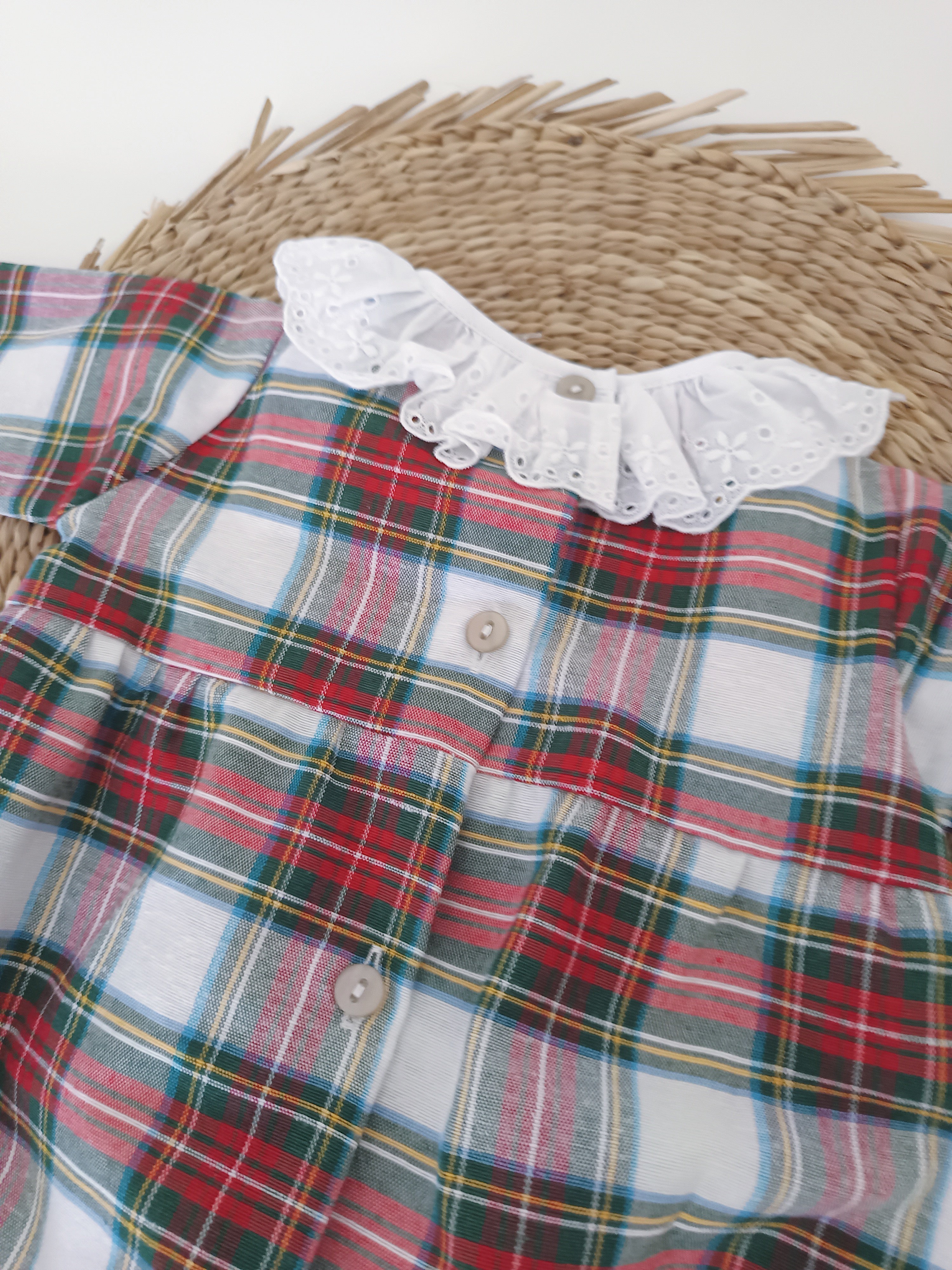 Fofo Xadrez com Laço Branco Verde