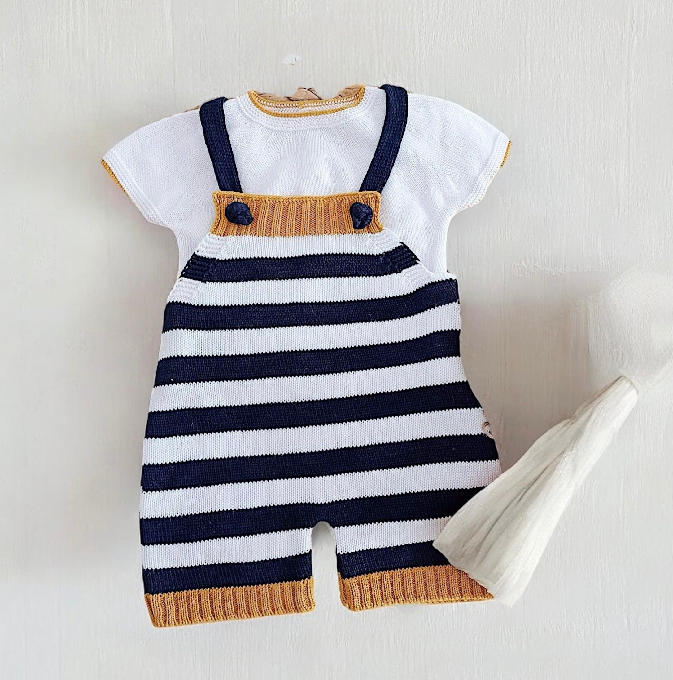 FitFiu Babies® | Macacão com Camisola Riscas Marinho